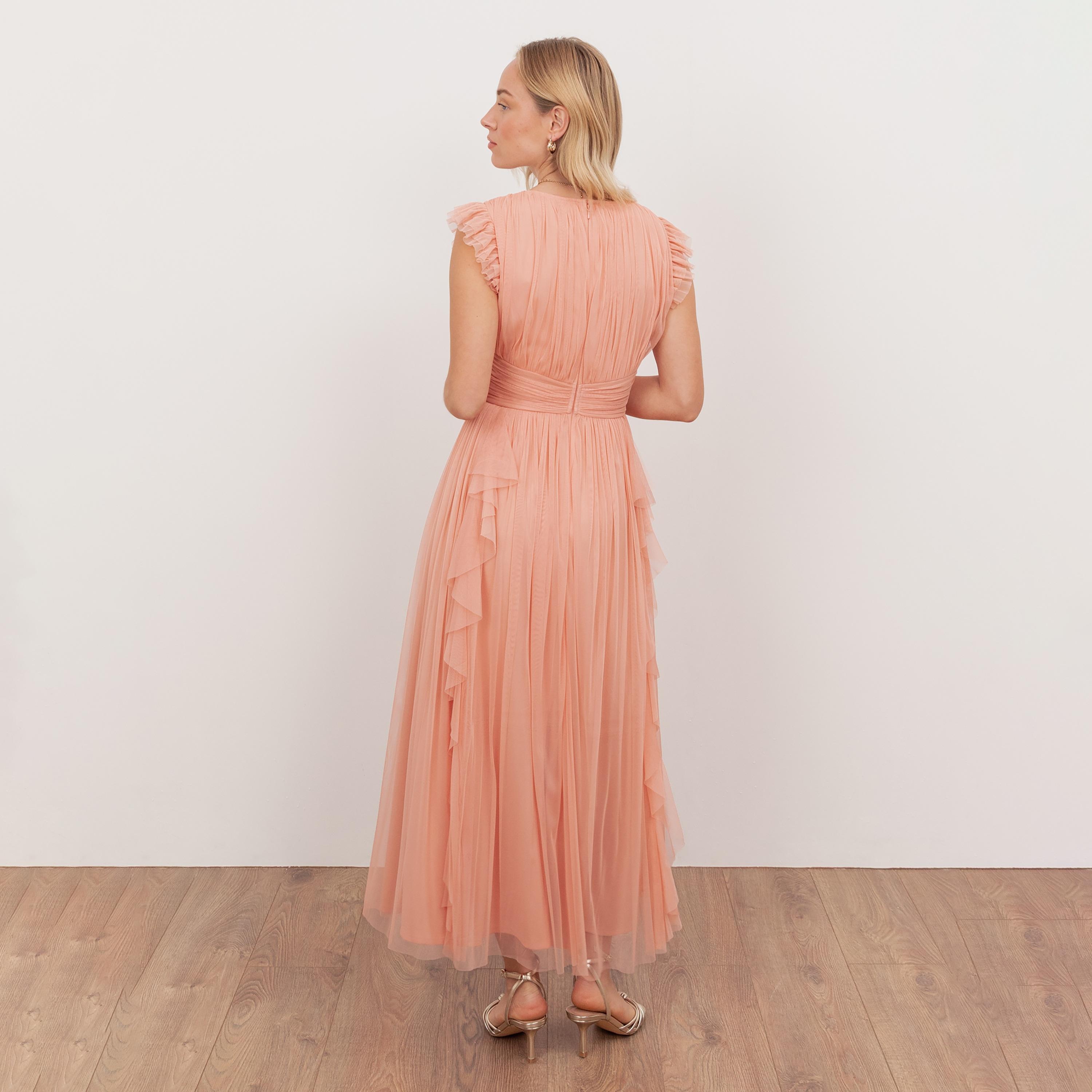 Anaya With Love Recycled Peach Tulle Fit & Flared Women's Maxi Dress-women-clothing-dresses-image-2