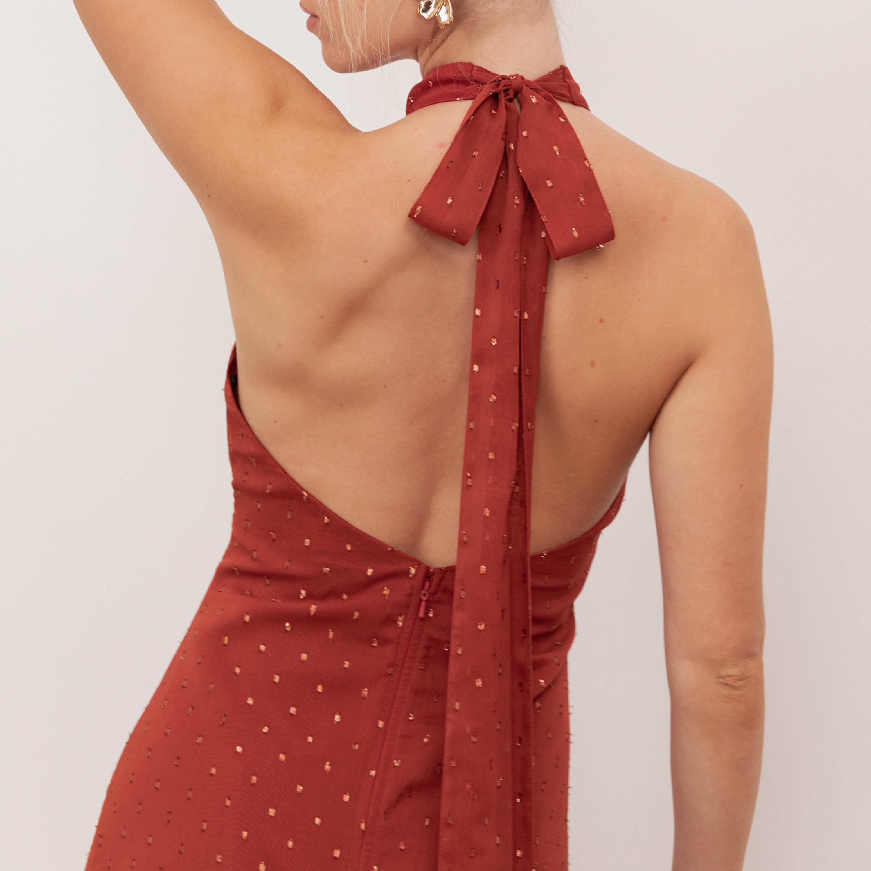 Anaya With Love Dobby georgette Halter Neck Women's Evening Maxi Dress-women-clothing-dresses-image-5