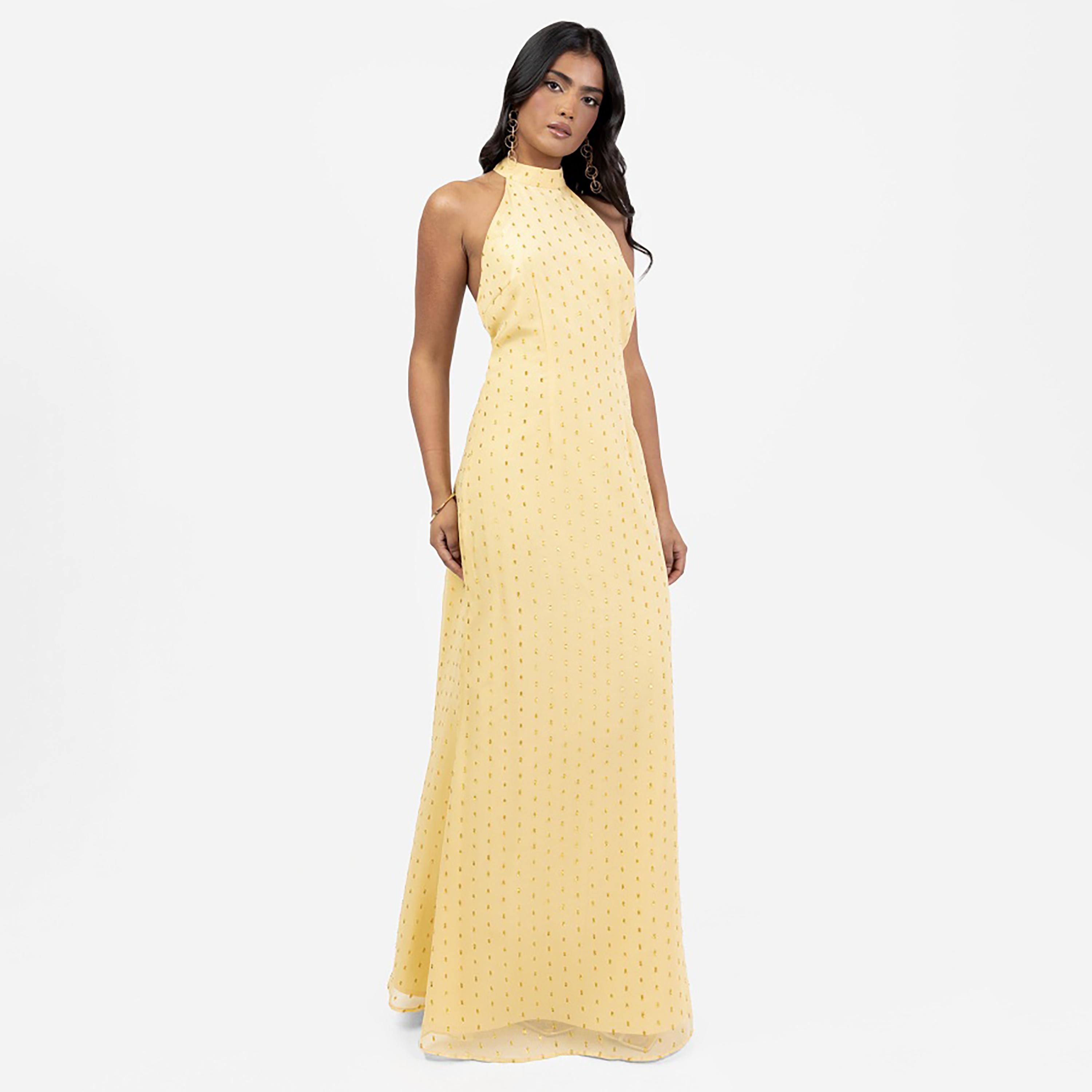 Anaya With Love Dobby georgette Halter Neck Women's Evening Maxi Dress-women-clothing-dresses-image-1