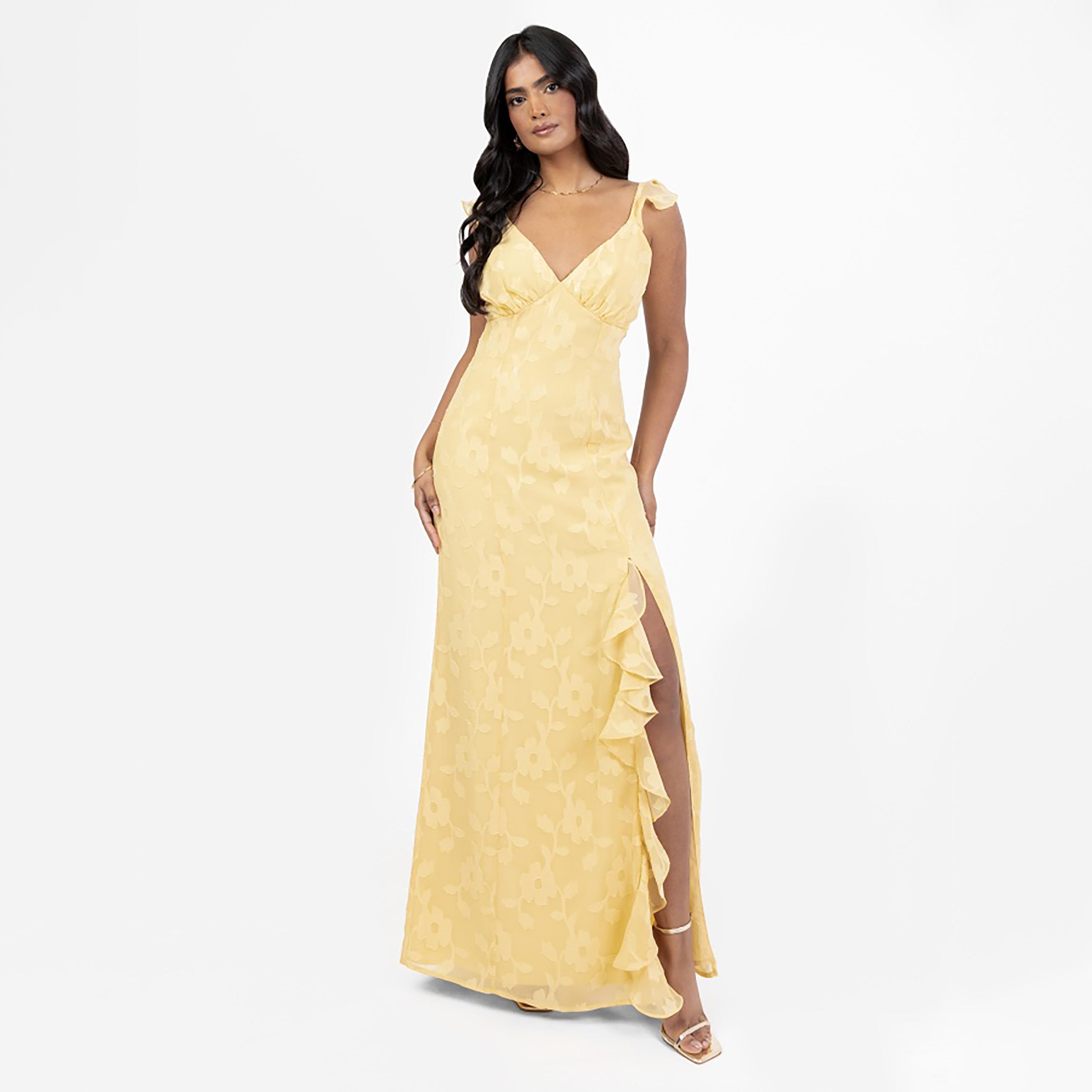 Anaya With Love Burnout Floral Georgette Slit Women's Maxi Dress-women-clothing-dresses-image-1