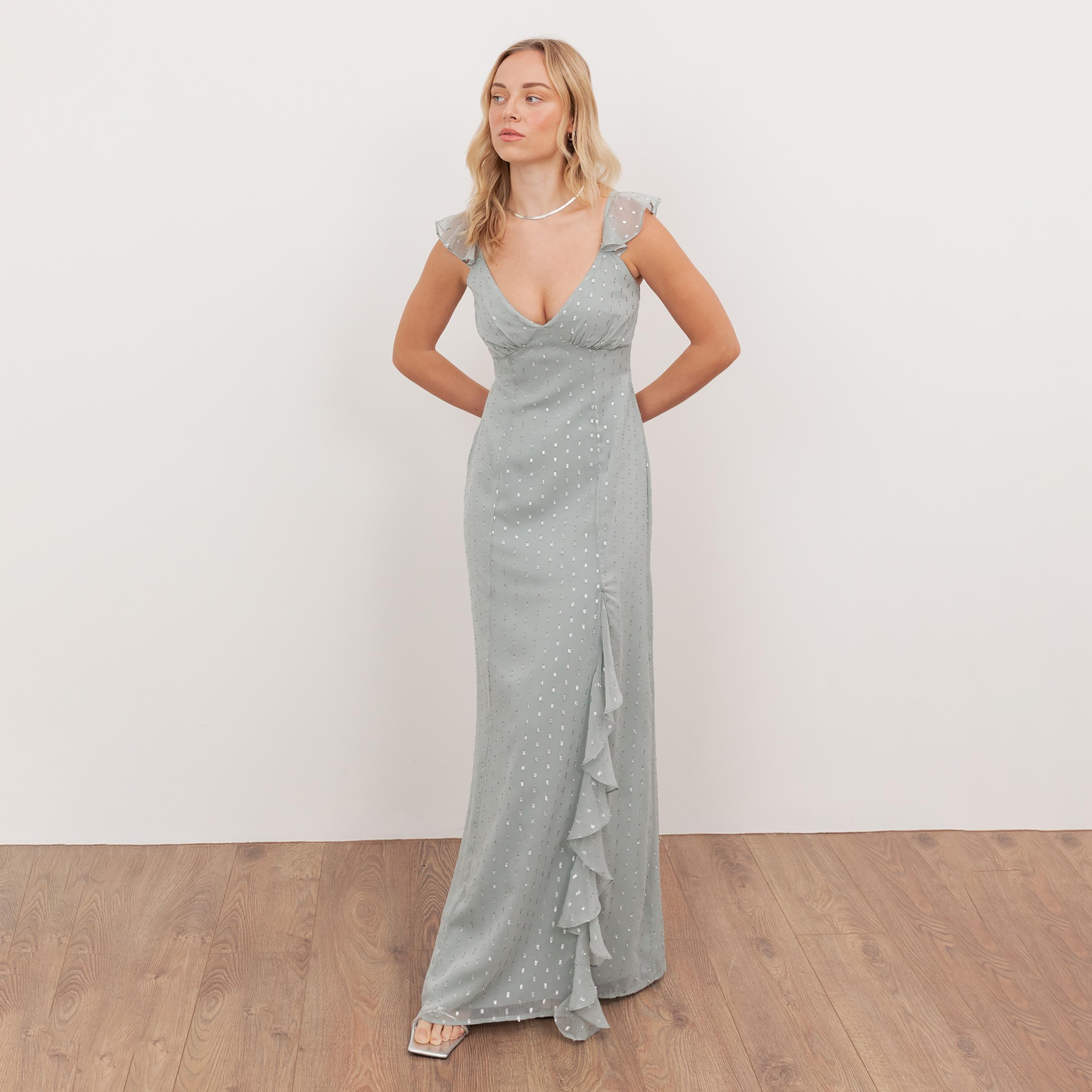 فستان ماكسي نسائي من أنايا ويز لاف، من شيفون الدوبي المعاد تدويره بلون أزرق سحابي-women-clothing-dresses-image-1