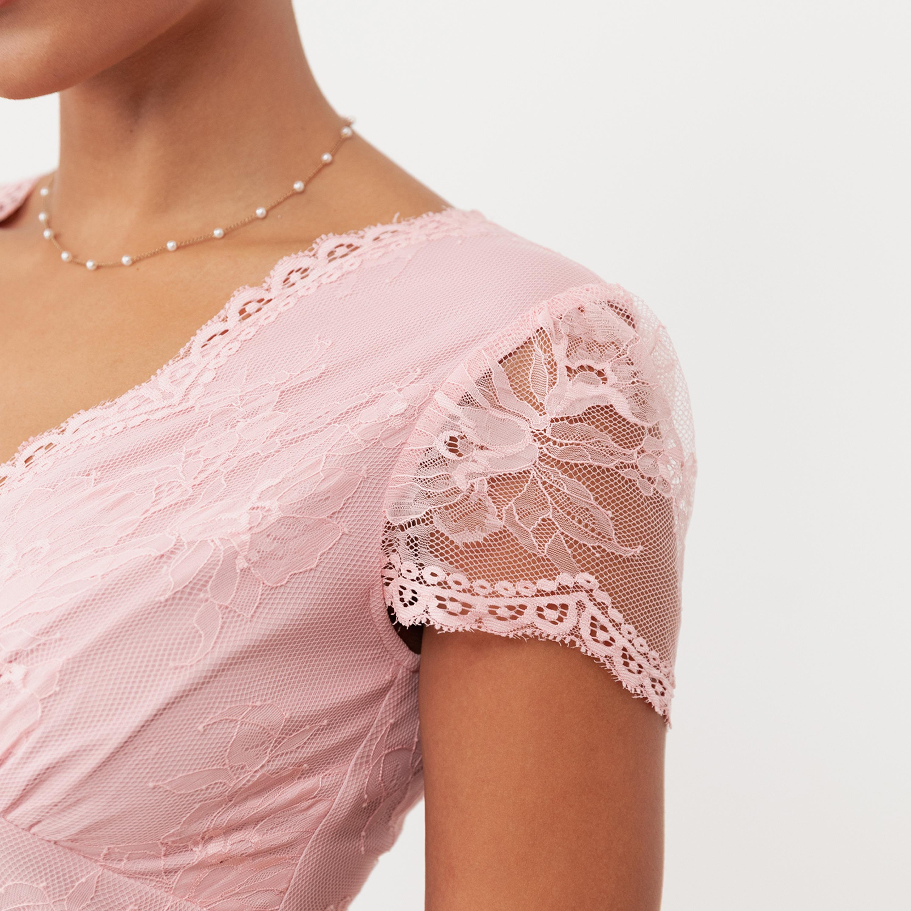 Maya Deluxe Soft Pink All-Over Lace Cap Sleeves Women's Maxi Dress-women-clothing-dresses-image-5