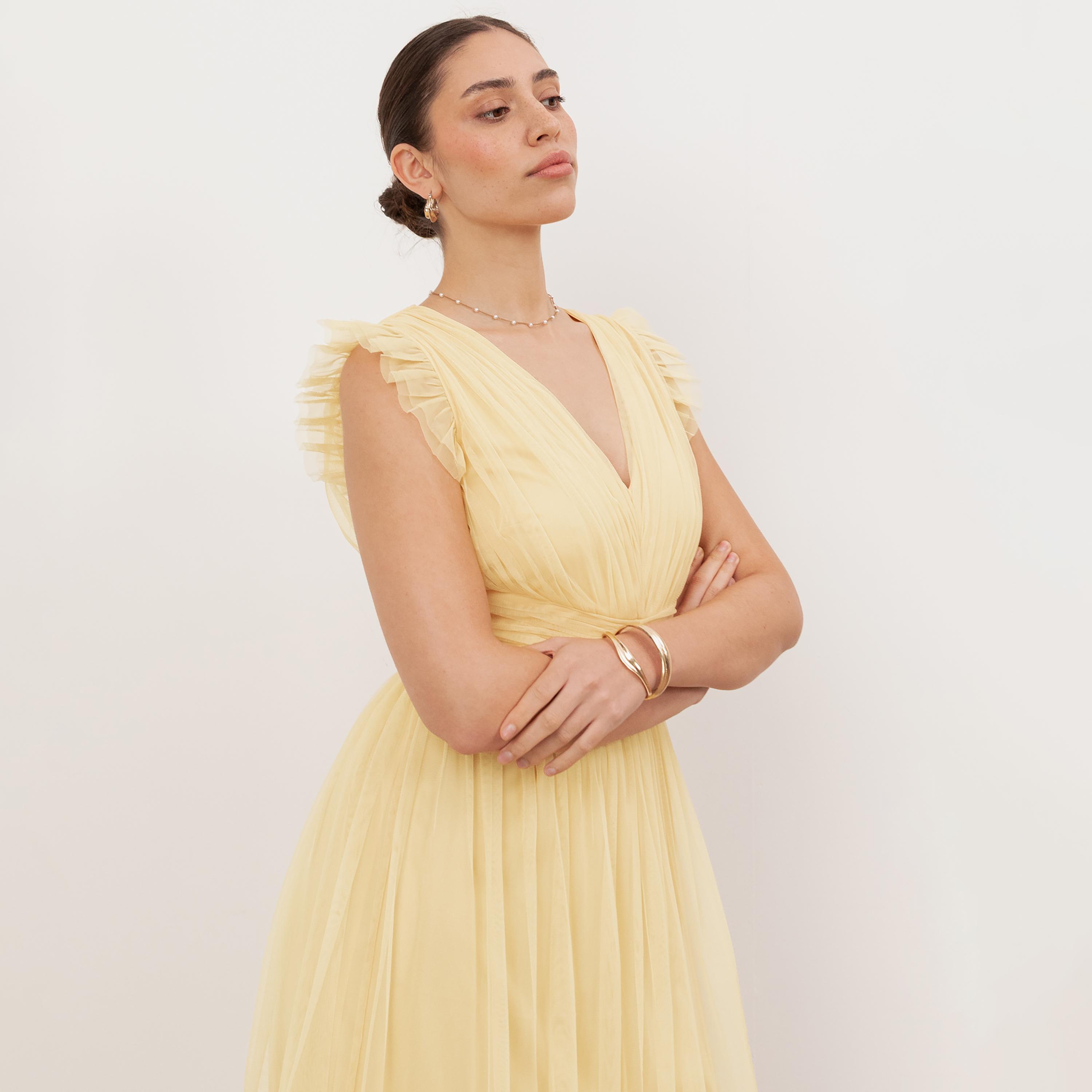 Anaya With Love Butter Yellow Tulle Ruffled Women's Maxi Dress-women-clothing-dresses-image-5