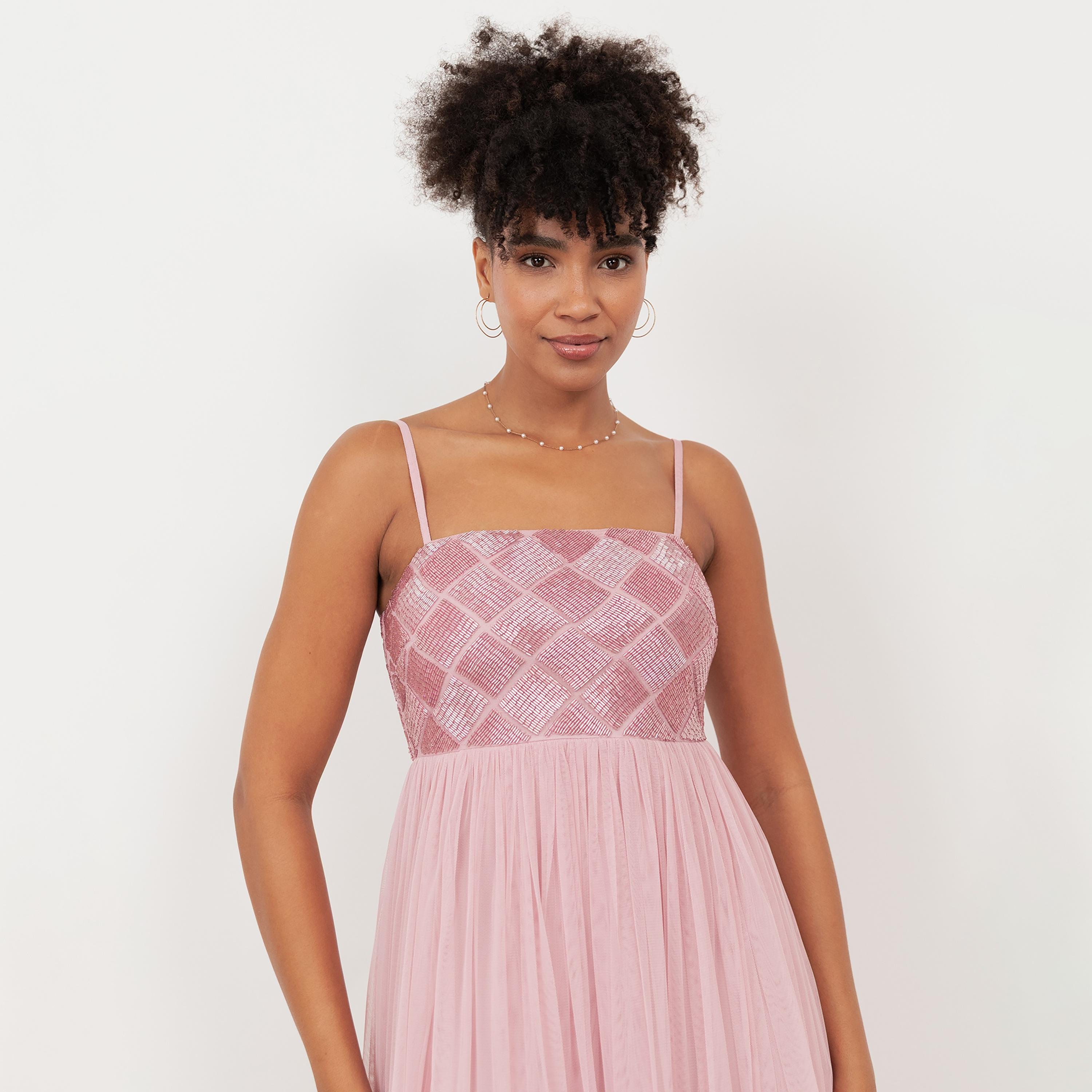 Maya Deluxe Beaded Tulle Shoulder Straps Fit & Flared Women's Evening Maxi Dress-women-clothing-dresses-image-3