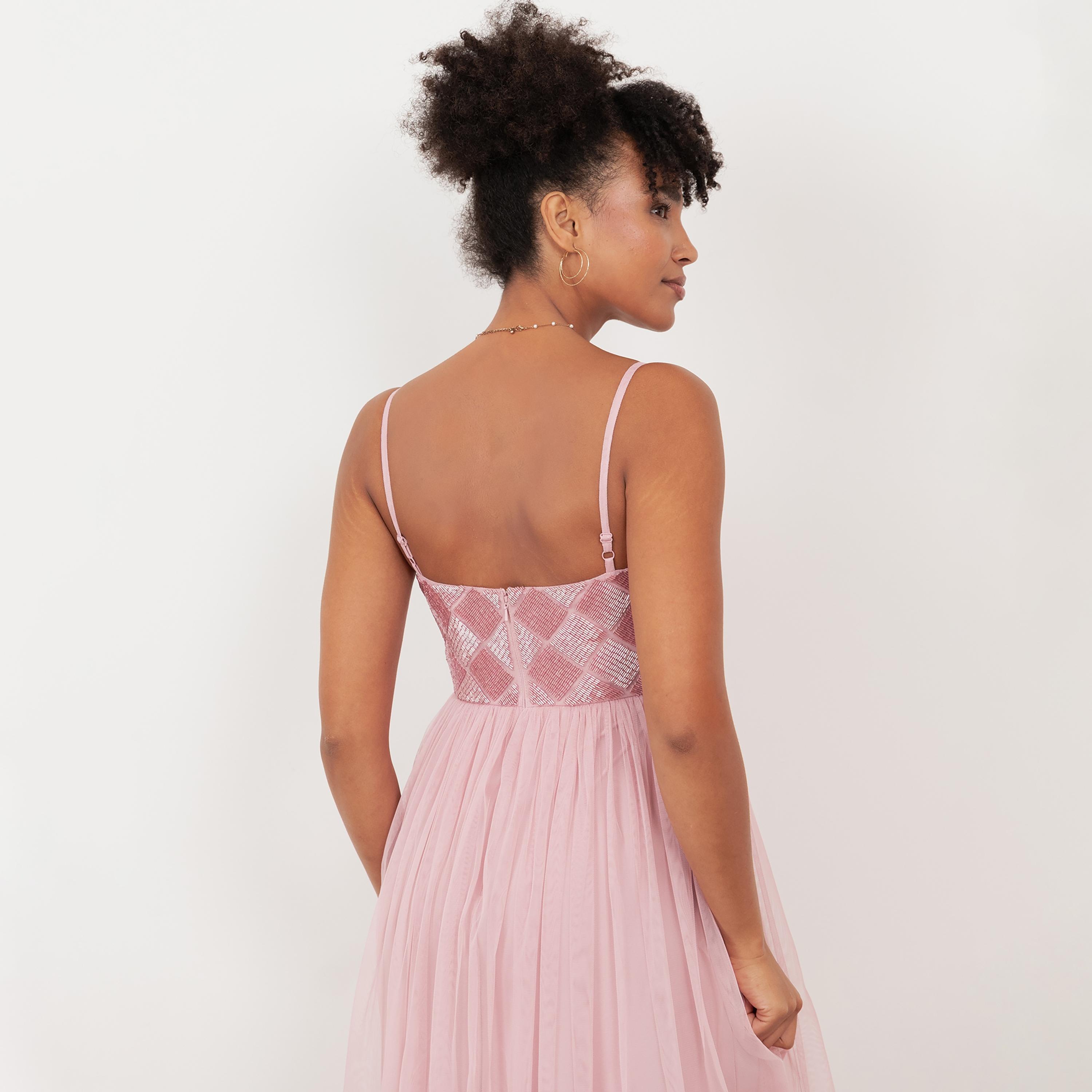 Maya Deluxe Beaded Tulle Shoulder Straps Fit & Flared Women's Evening Maxi Dress-women-clothing-dresses-image-4