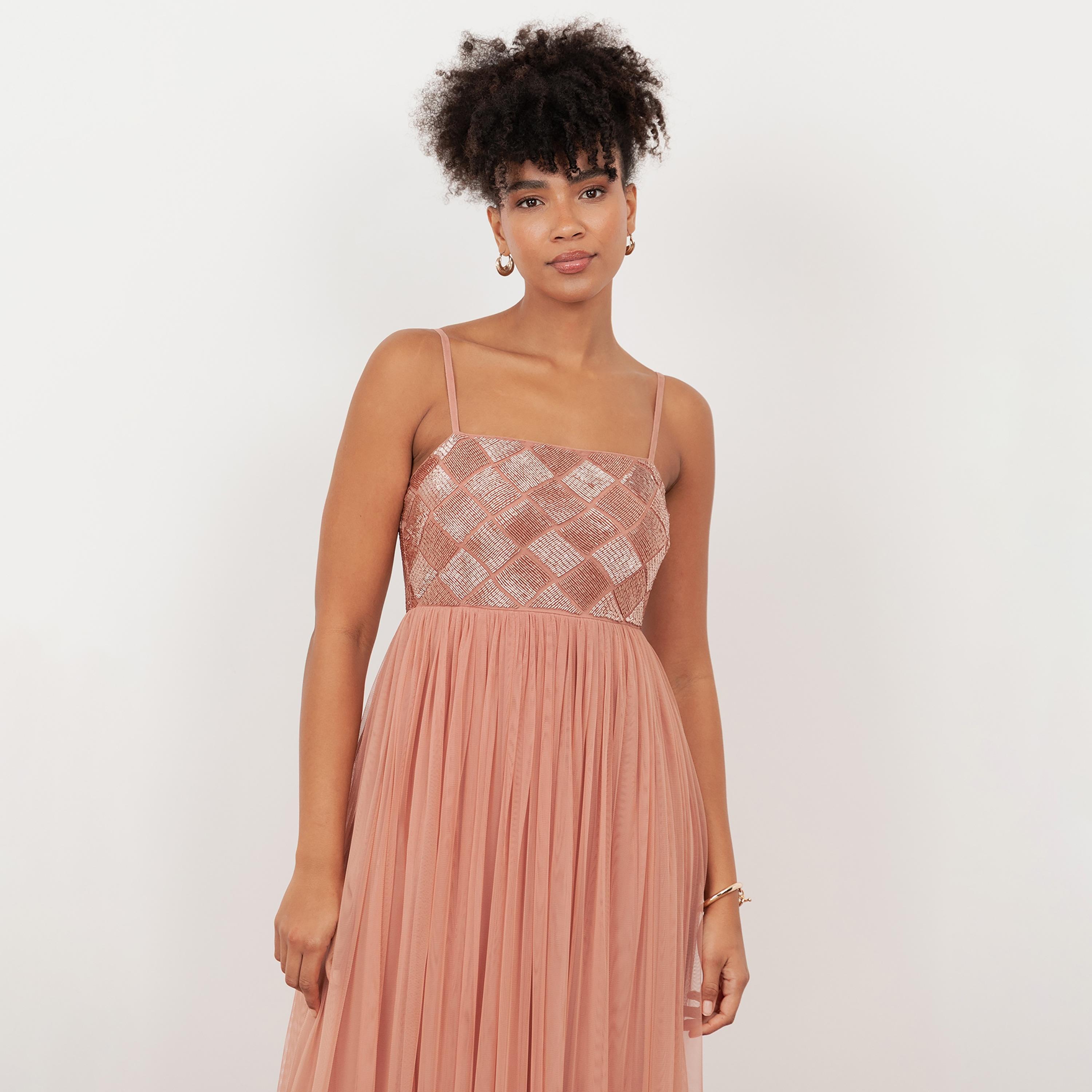Maya Deluxe Beaded Tulle Shoulder Straps Fit & Flared Women's Evening Maxi Dress-women-clothing-dresses-image-3