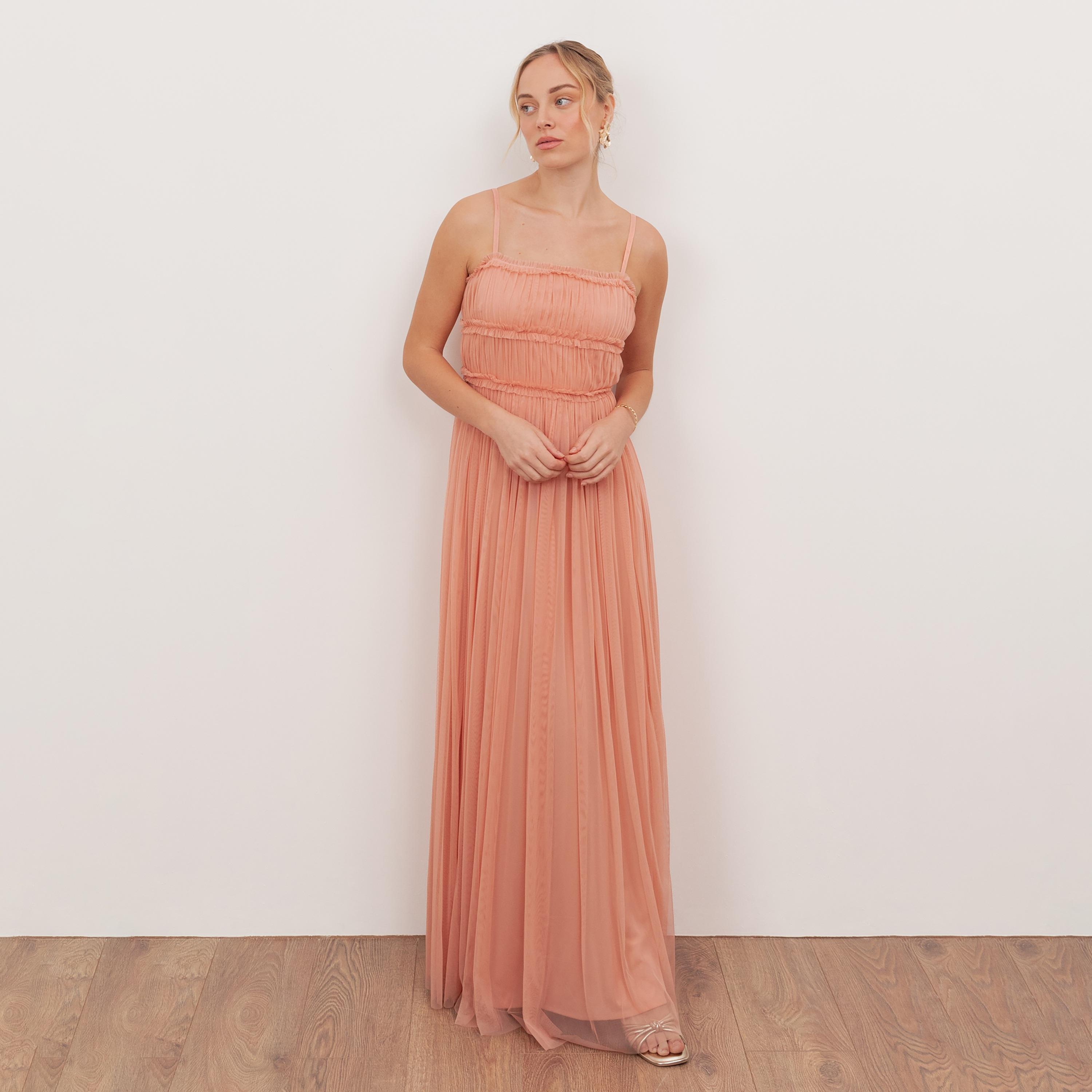 Anaya With Love Recycled Peach Tulle Shoulder Straps Fit & Flared Women's Maxi Dress-women-clothing-dresses-image-1
