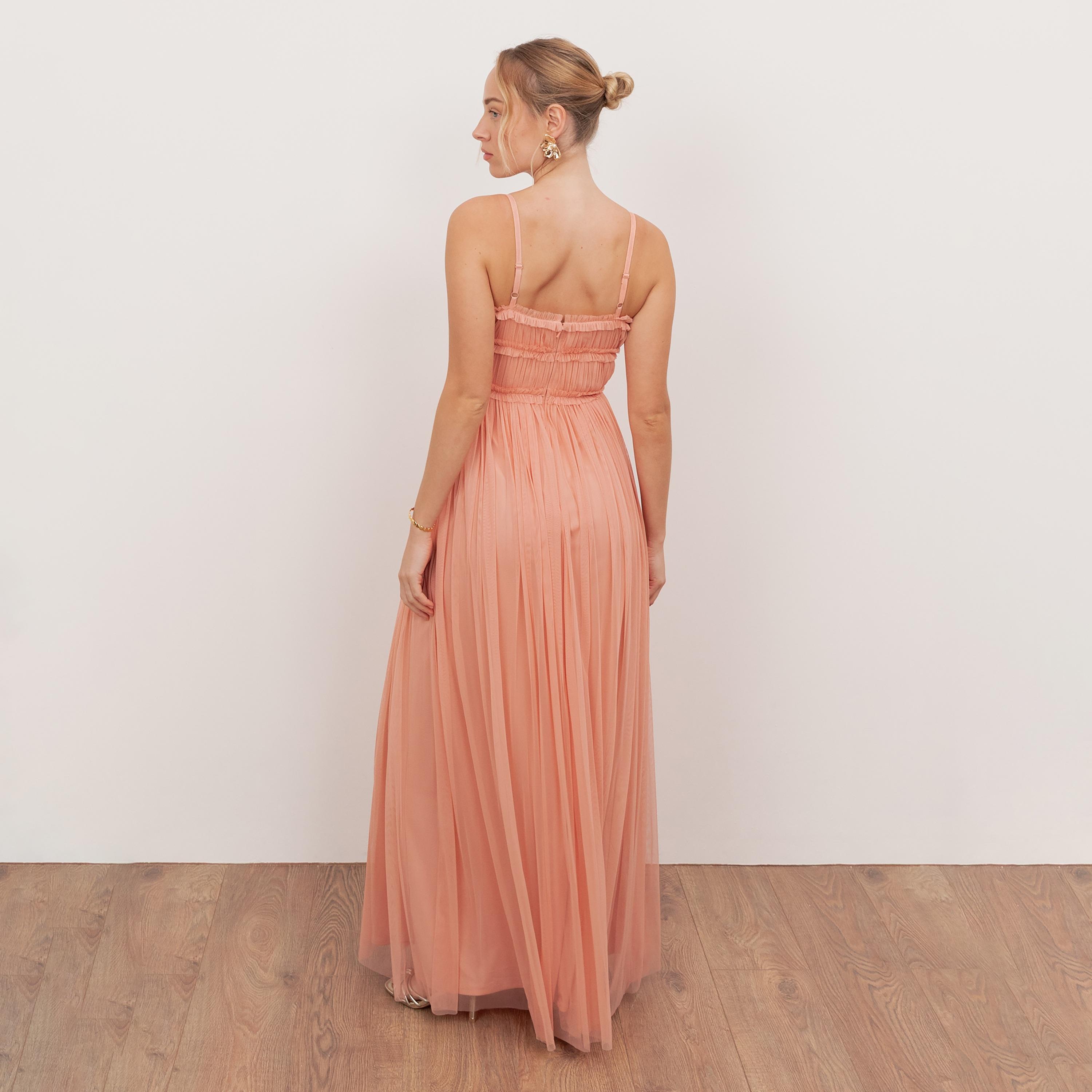 Anaya With Love Recycled Peach Tulle Shoulder Straps Fit & Flared Women's Maxi Dress-women-clothing-dresses-image-2
