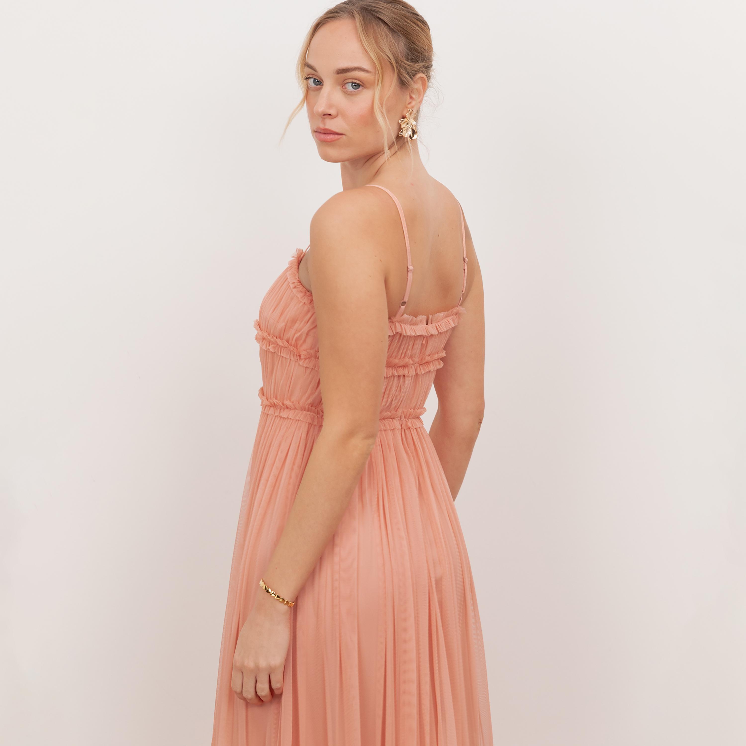 Anaya With Love Recycled Peach Tulle Shoulder Straps Fit & Flared Women's Maxi Dress-women-clothing-dresses-image-4