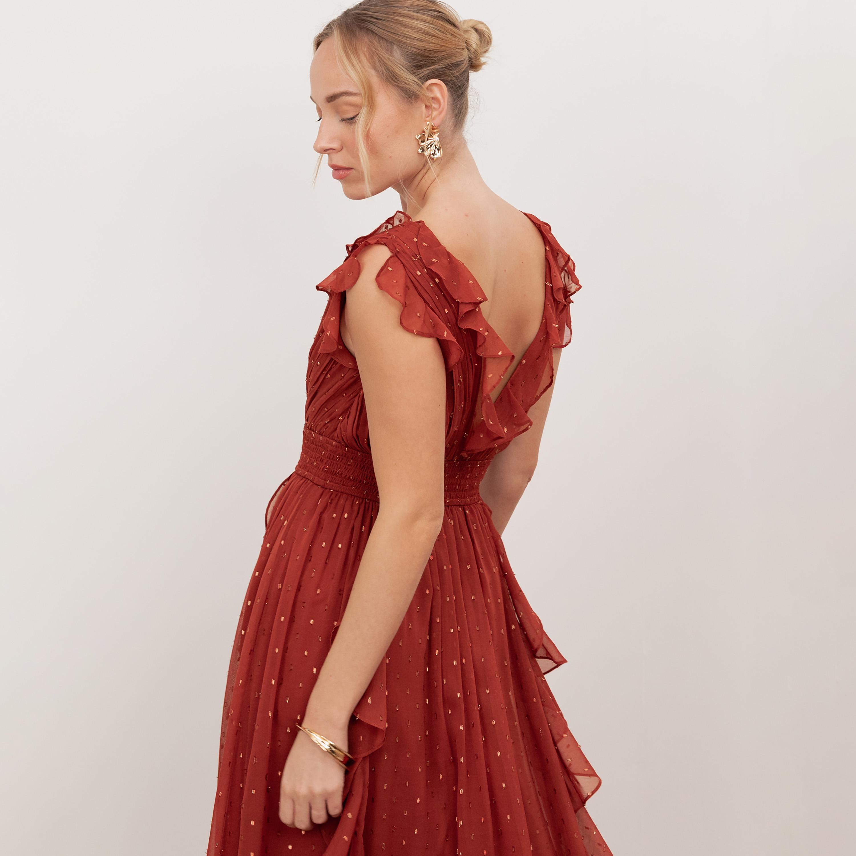 Anaya With Love Recycled Chilli Red Dobby Chiffon Fit & Flared Women's Maxi Dress-women-clothing-dresses-image-4