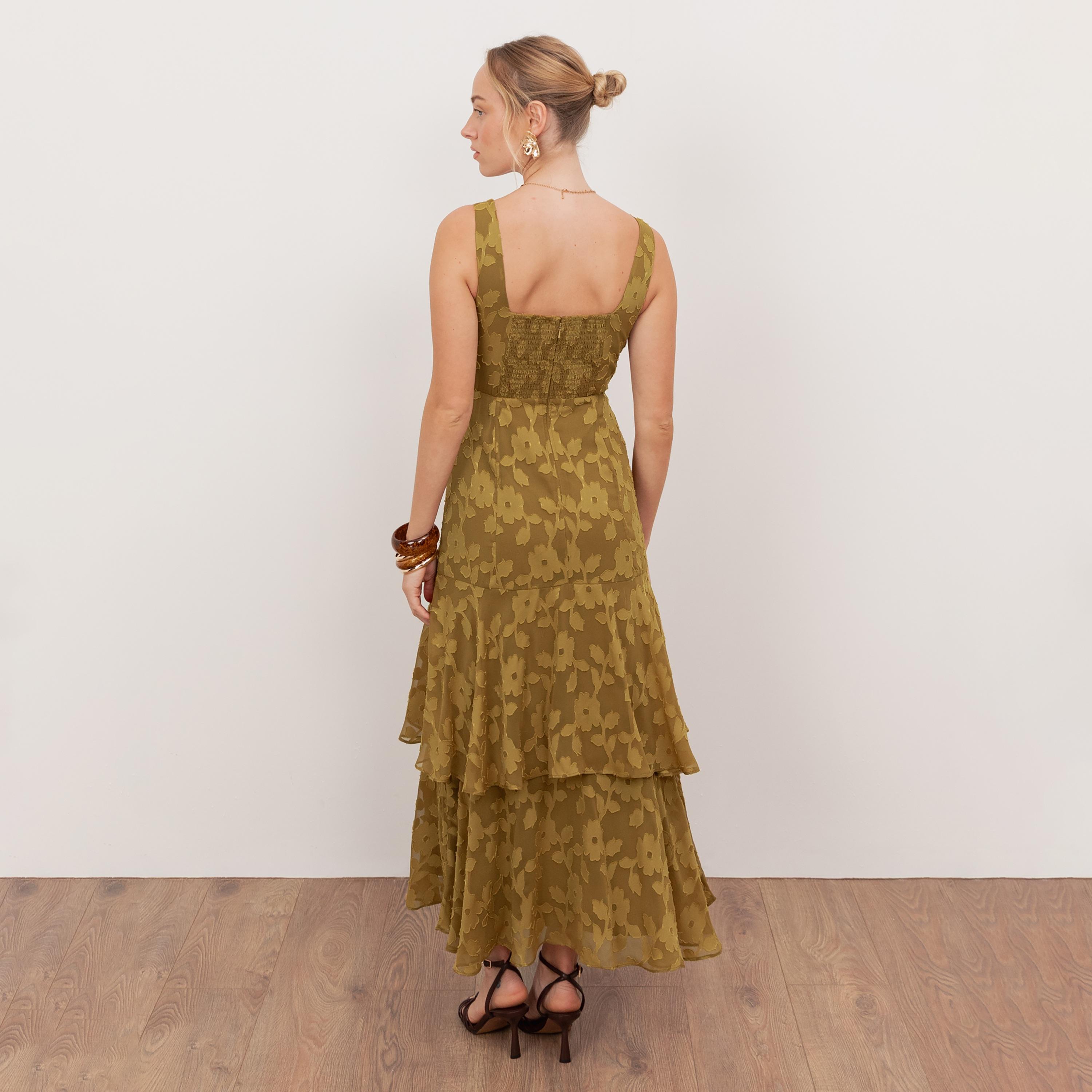 Anaya With Love Burnout Floral Georgette Square Neck Layered Women's Midaxi Dress-women-clothing-dresses-image-2