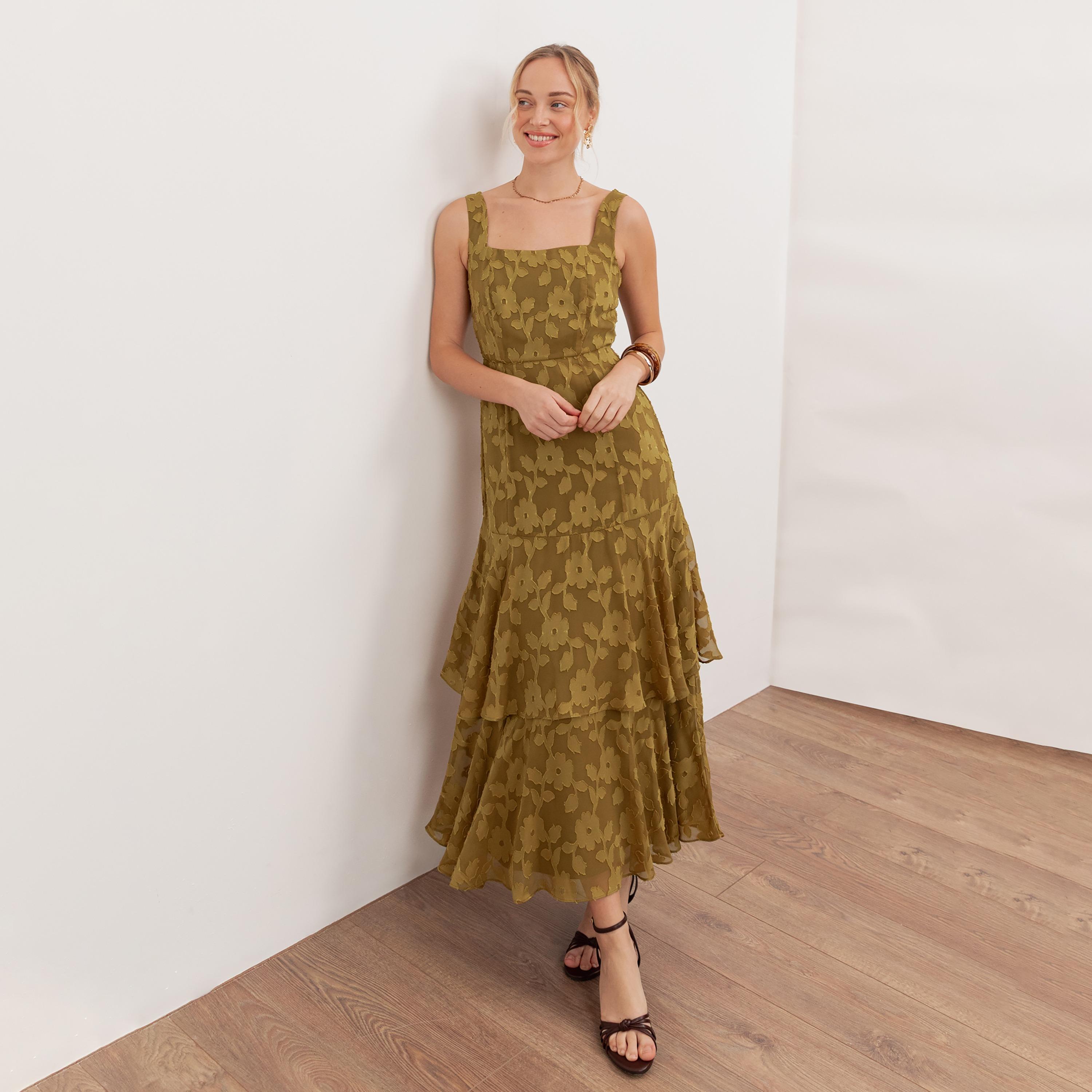 Anaya With Love Burnout Floral Georgette Square Neck Layered Women's Midaxi Dress-women-clothing-dresses-image-3