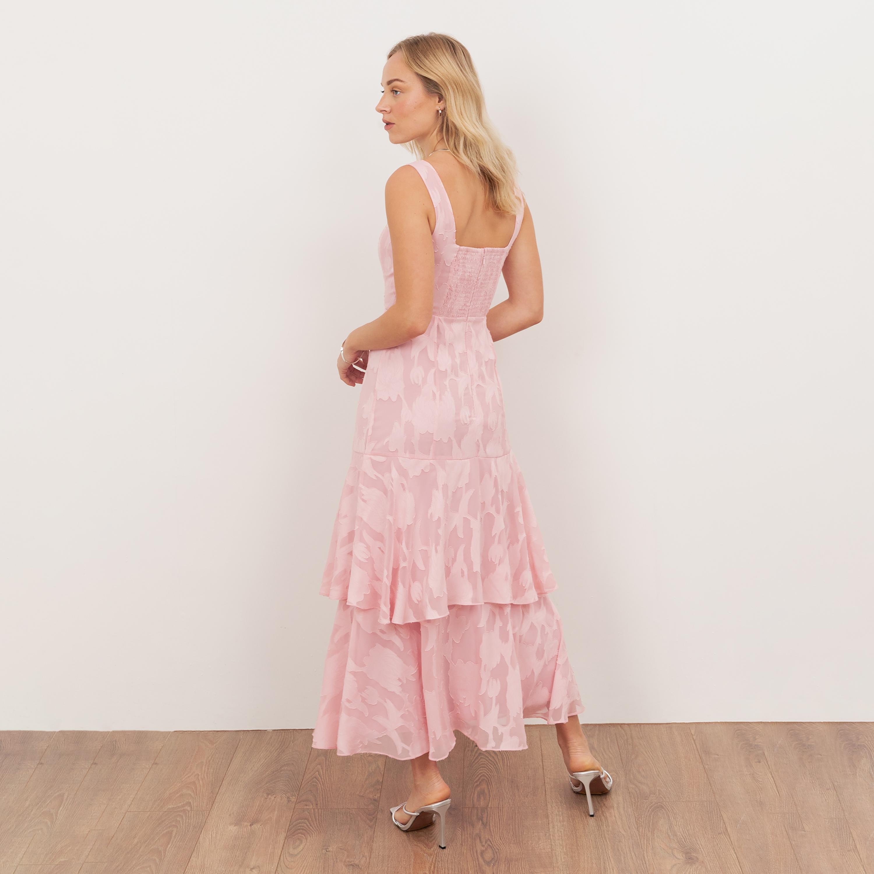 Anaya With Love Burnout Floral Georgette Square Neck Layered Women's Midaxi Dress-women-clothing-dresses-image-7