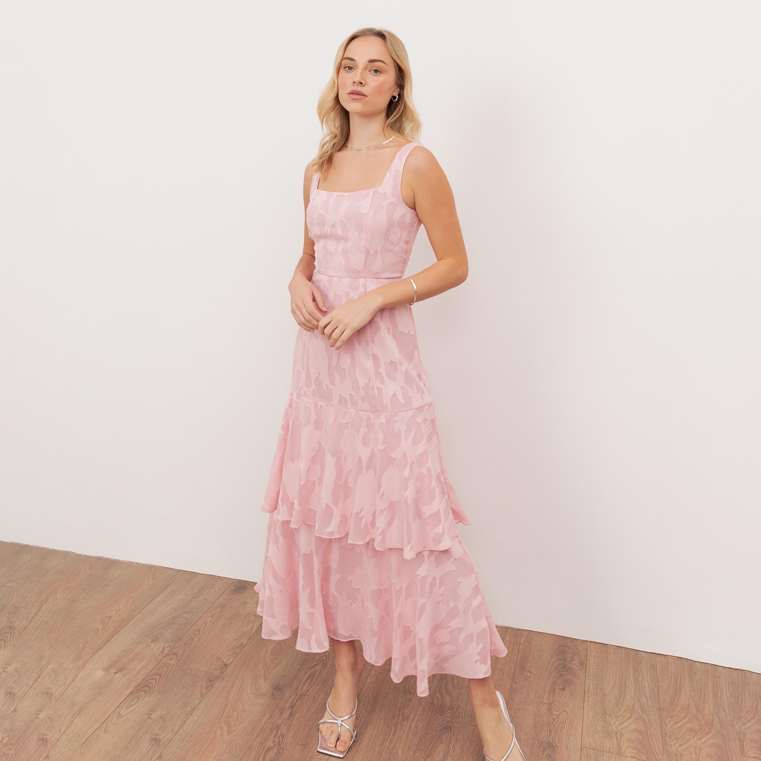 Anaya With Love Burnout Floral Georgette Square Neck Layered Women's Midaxi Dress-women-clothing-dresses-image-8
