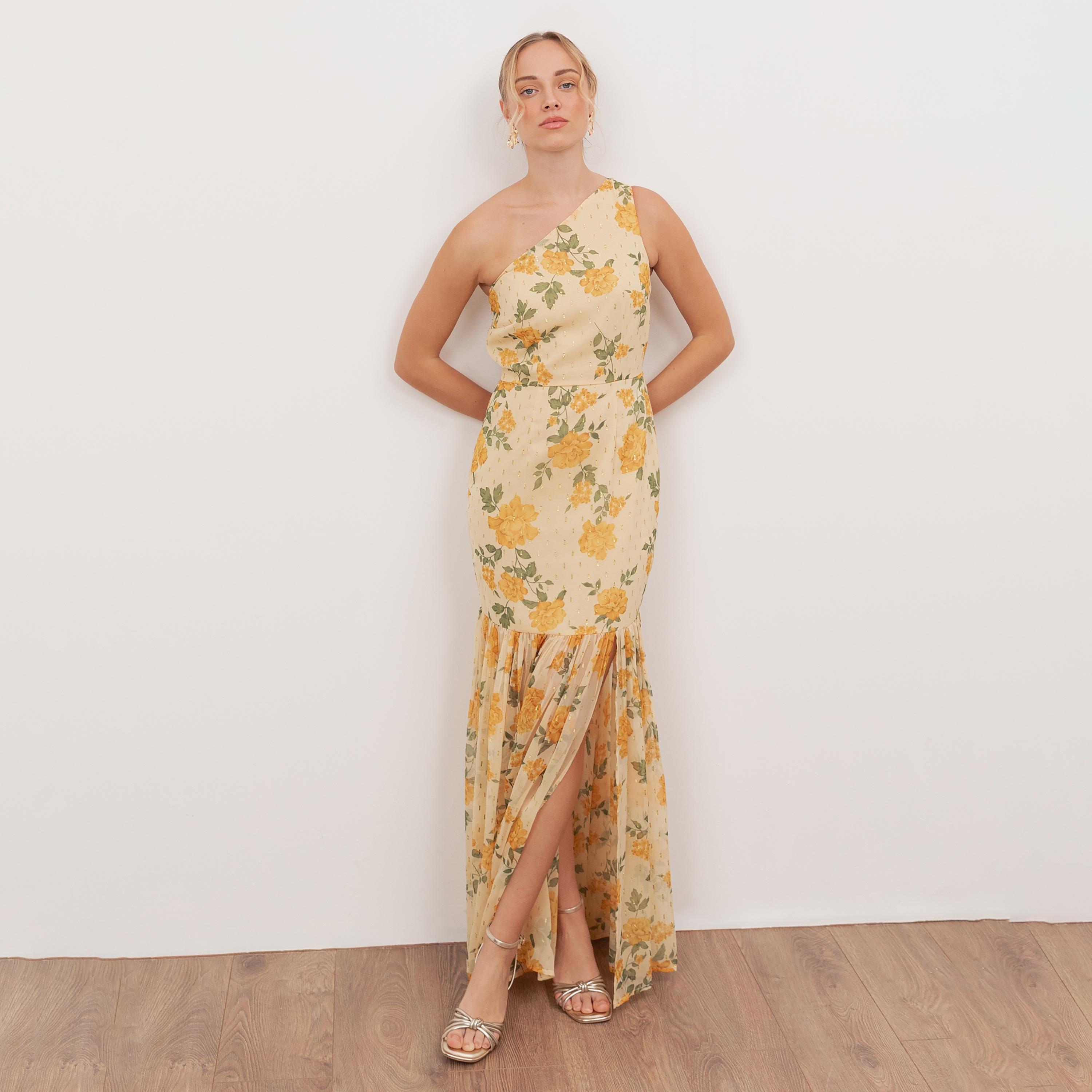 Anaya With Love Floral Print Georgette One Shoulder Trumpet Women's Maxi Dress-women-clothing-dresses-image-1