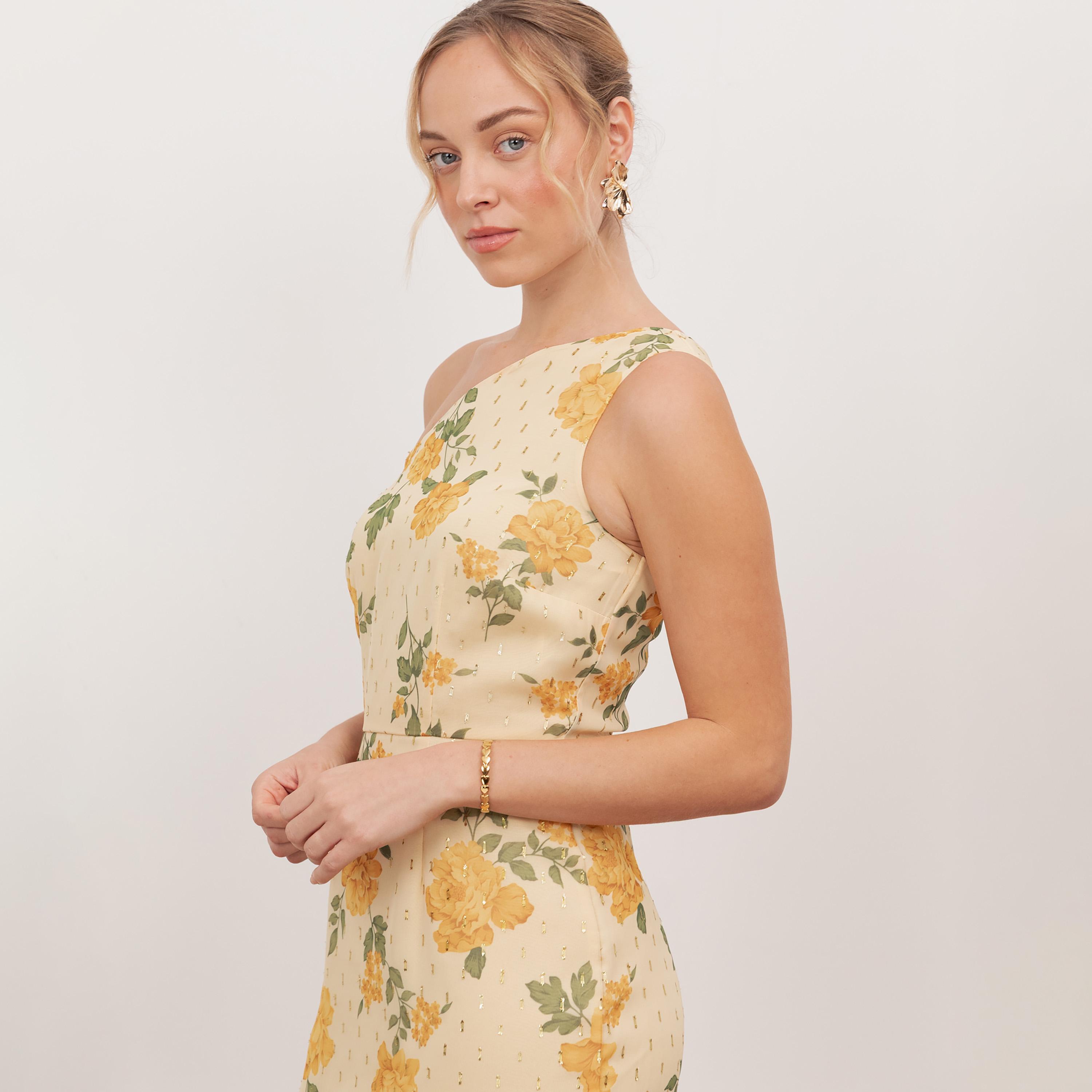 Anaya With Love Floral Print Georgette One Shoulder Trumpet Women's Maxi Dress-women-clothing-dresses-image-3