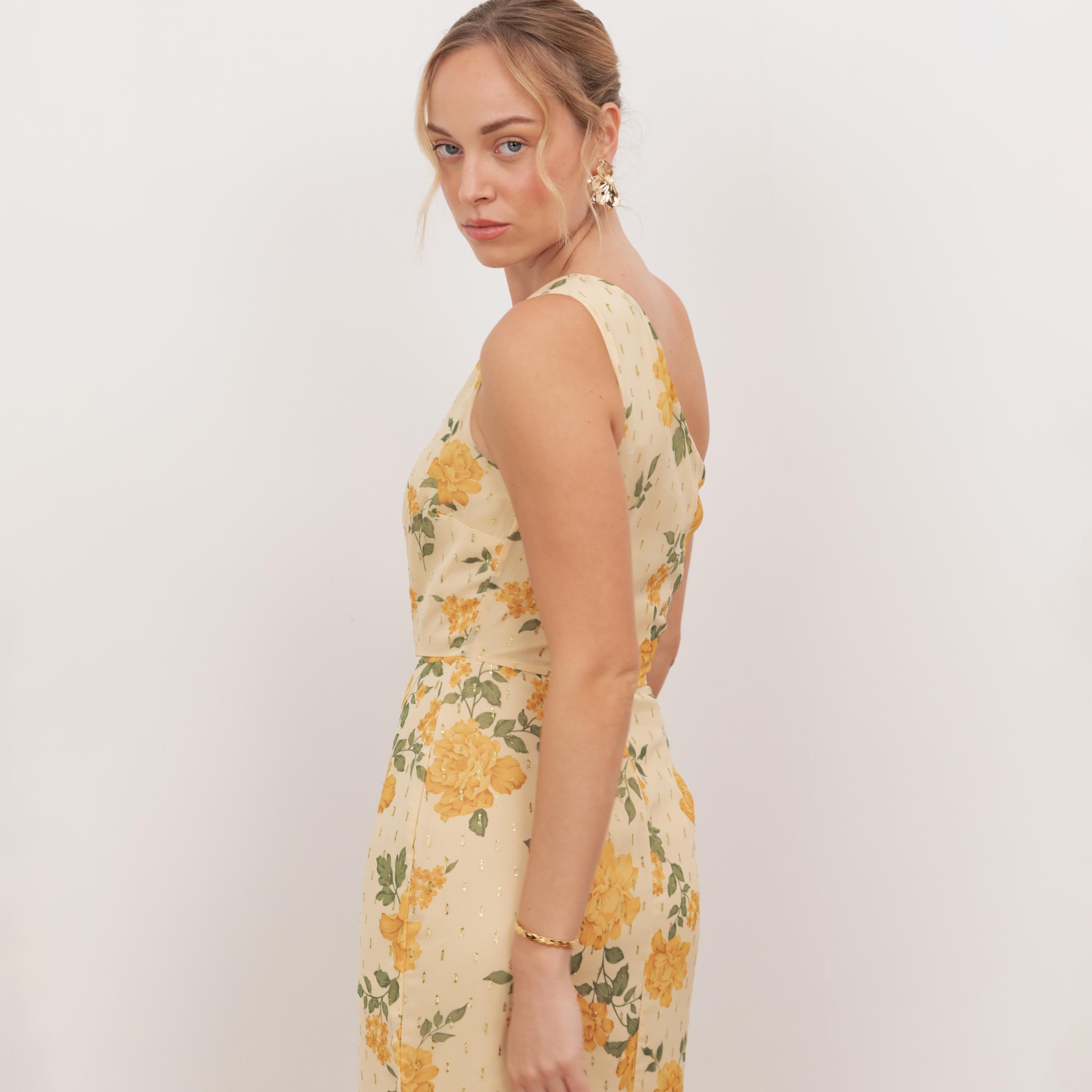 Anaya With Love Floral Print Georgette One Shoulder Trumpet Women's Maxi Dress-women-clothing-dresses-image-4