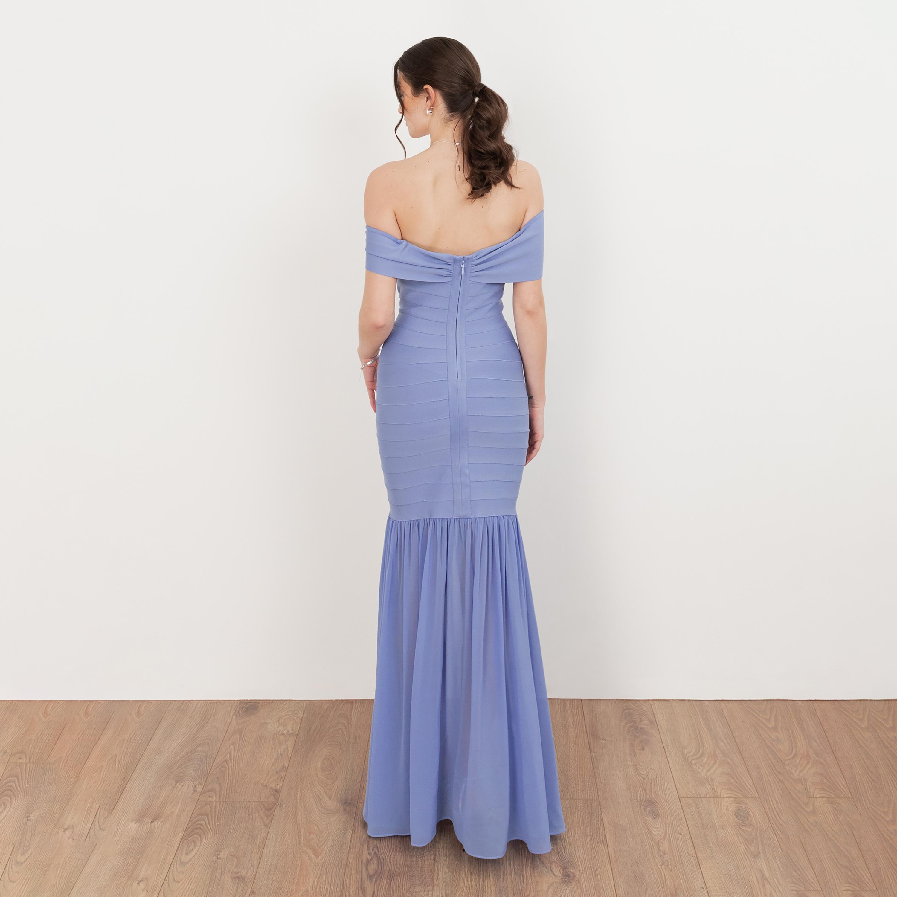 Maya Deluxe Wisteria Blue Off-Shoulder Trumpet Women's Maxi Dress-women-clothing-dresses-image-2