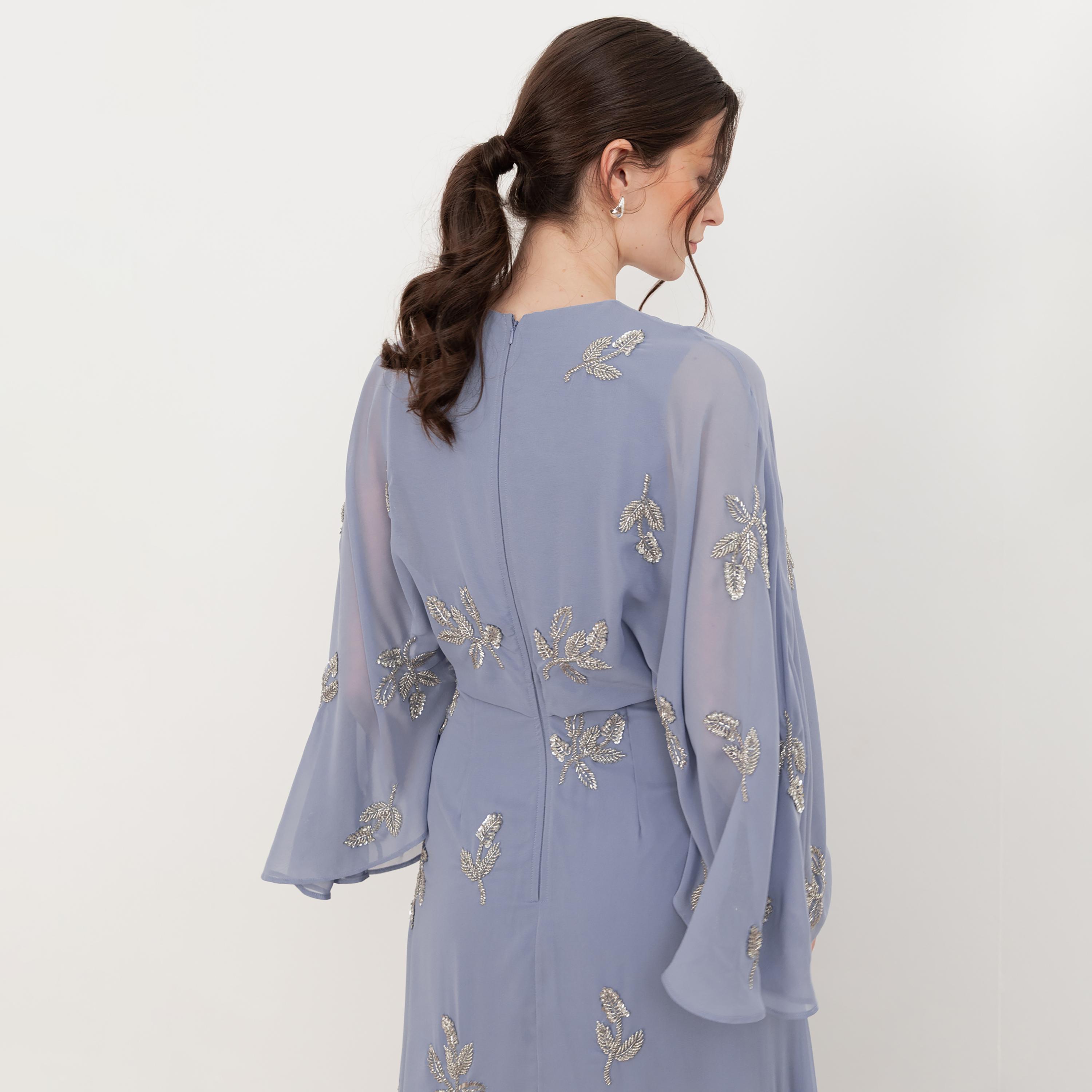 Maya Deluxe Beaded Georgette Flared Sleeves Column Women's Evening Maxi Dress-women-clothing-dresses-image-4