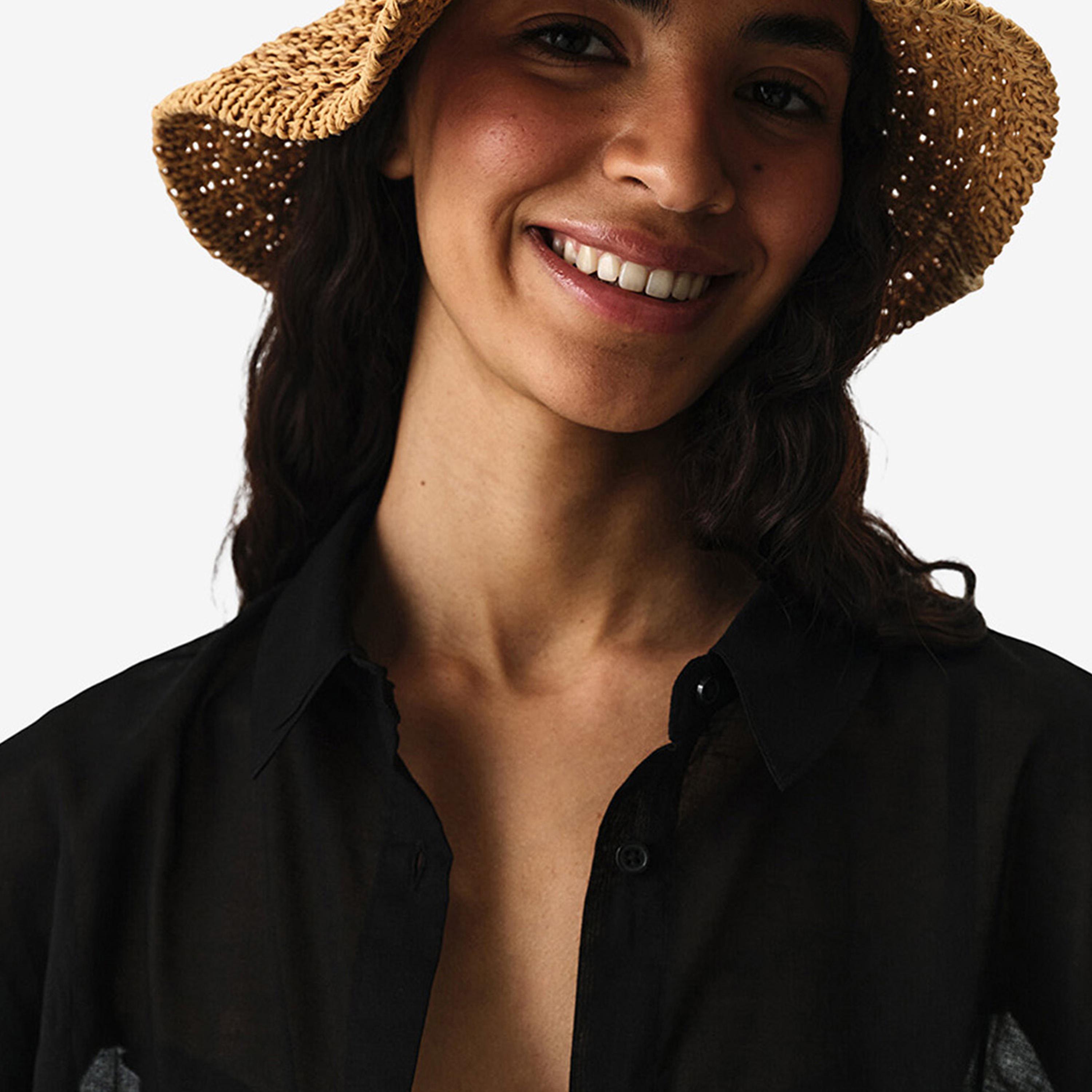Penti Black Plain Collared Women's Shirt-women-clothing-swimandbeach-beachwear-image-4