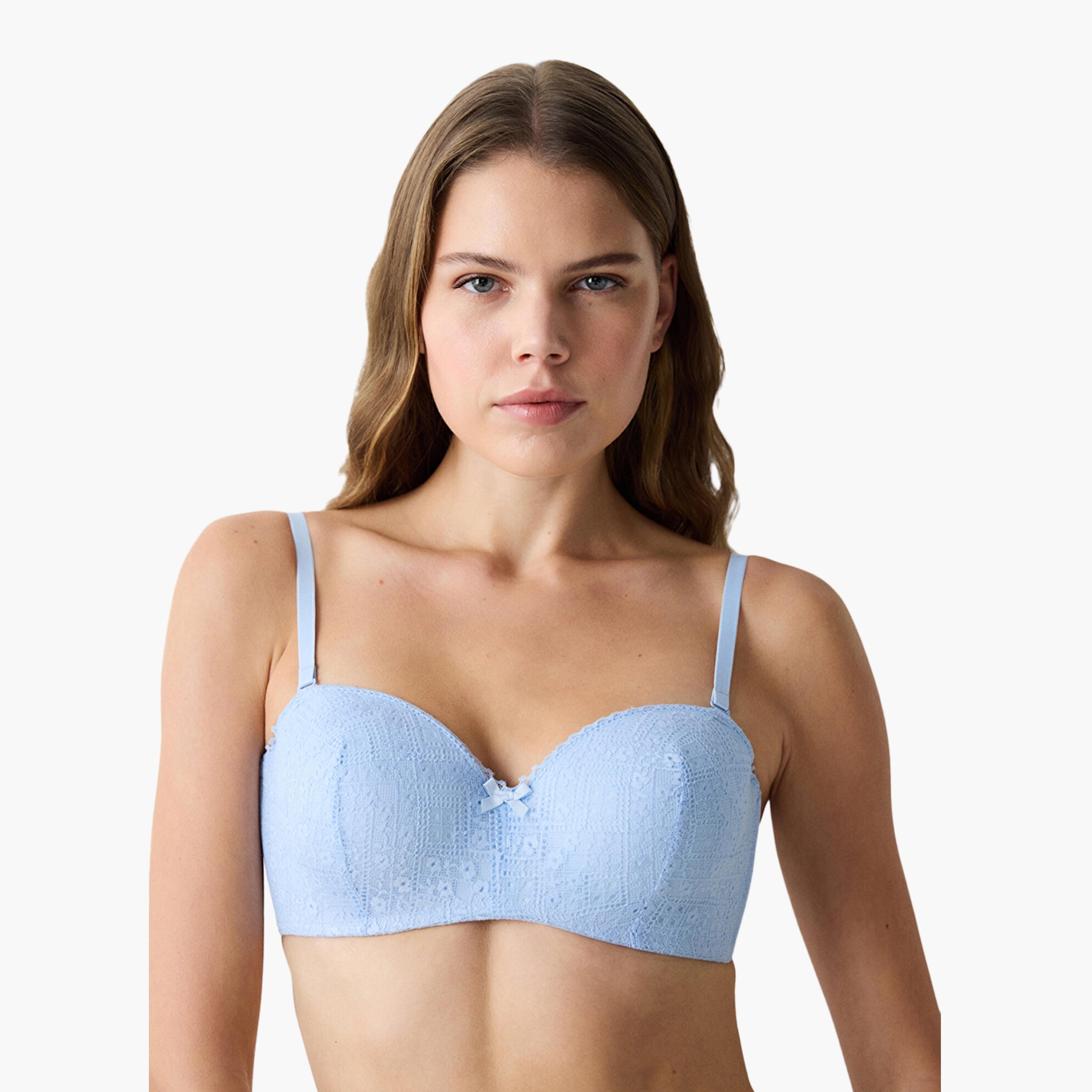 Penti Lotus Sutyen Light Blue Wired Medium Support Padded Women's Balconette Bra-women-clothing-lingerie-bras-image-1