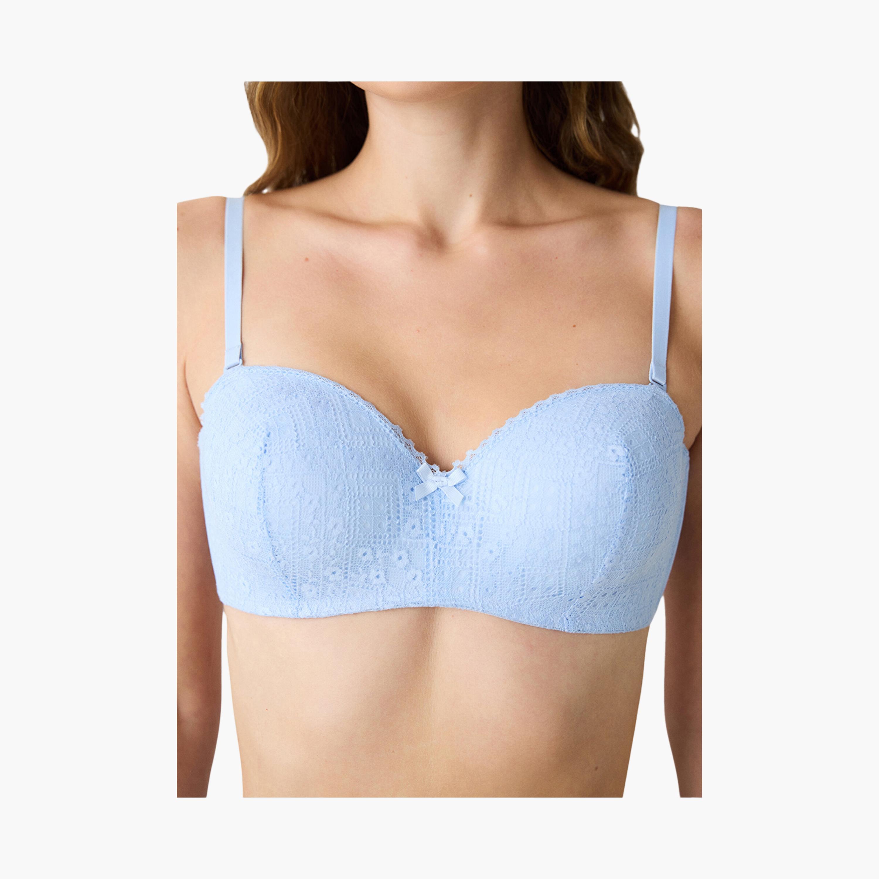 Penti Lotus Sutyen Light Blue Wired Medium Support Padded Women's Balconette Bra-women-clothing-lingerie-bras-image-4