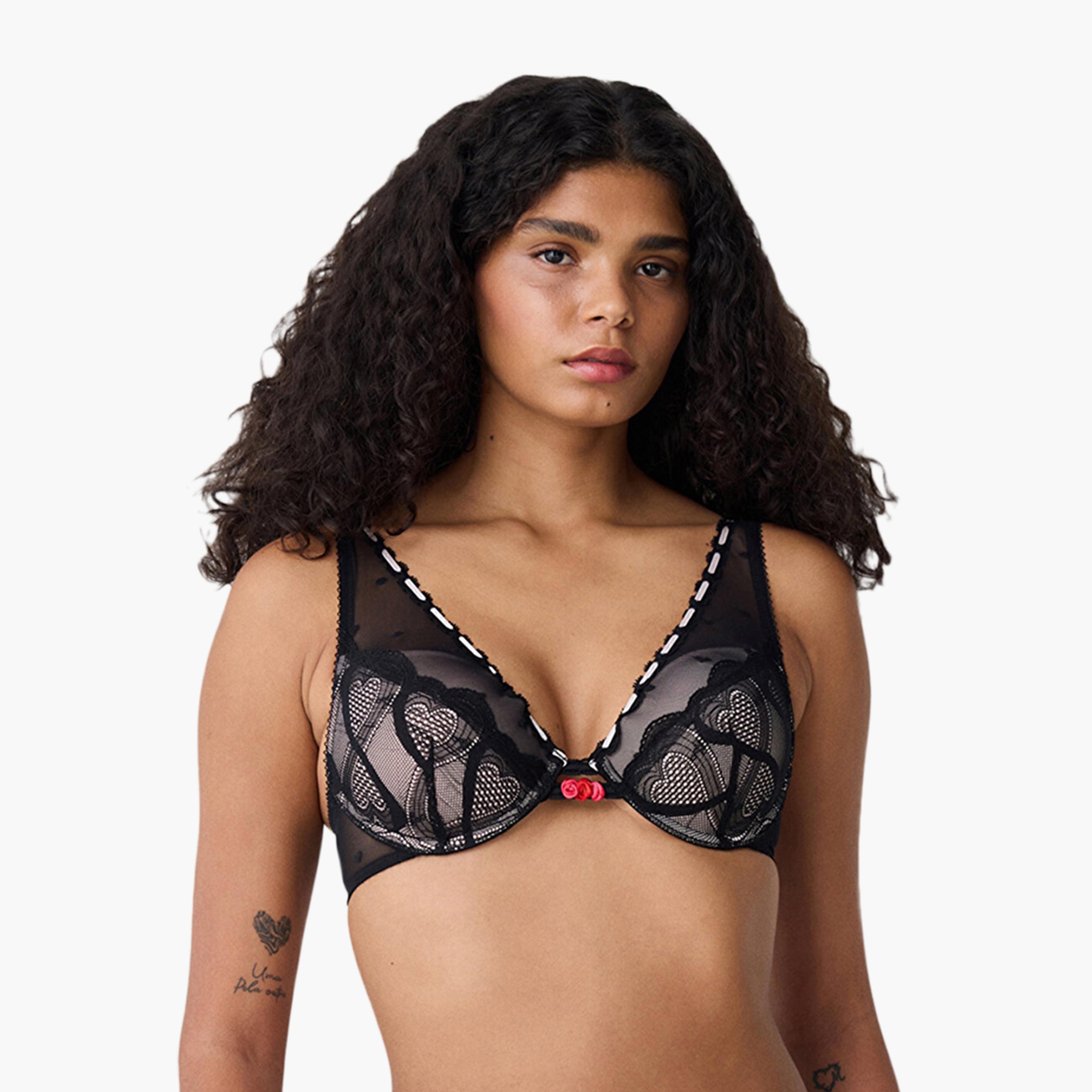 Penti Apex Sutyen Black Wired Light Support Padded Women's Plunge Bra-women-clothing-lingerie-bras-image-1