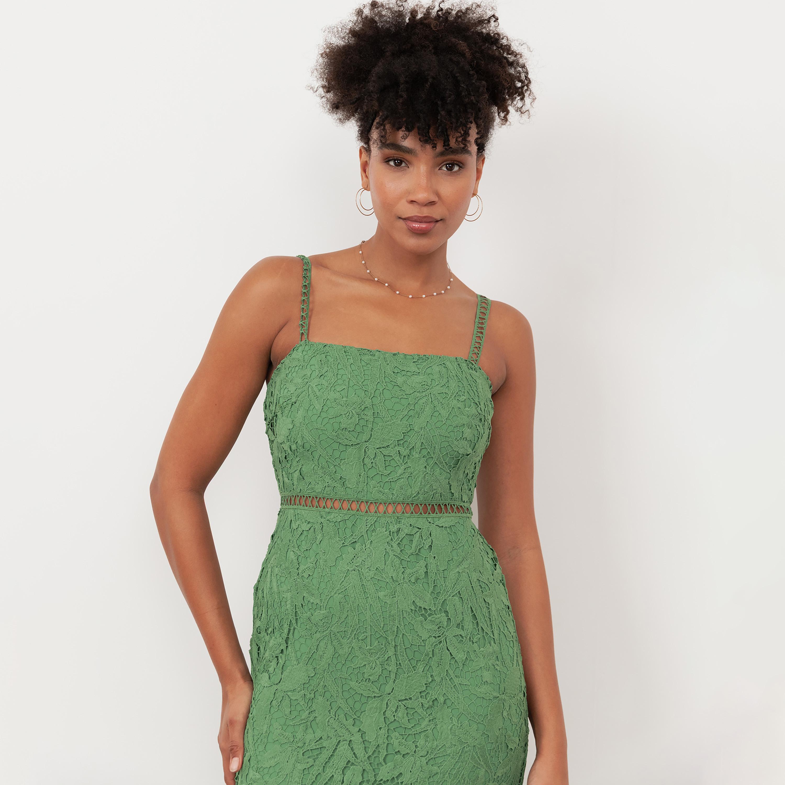 Maya Deluxe Green All-Over Lace Shoulder Straps Trumpet Women's Midi Dress-women-clothing-dresses-image-3