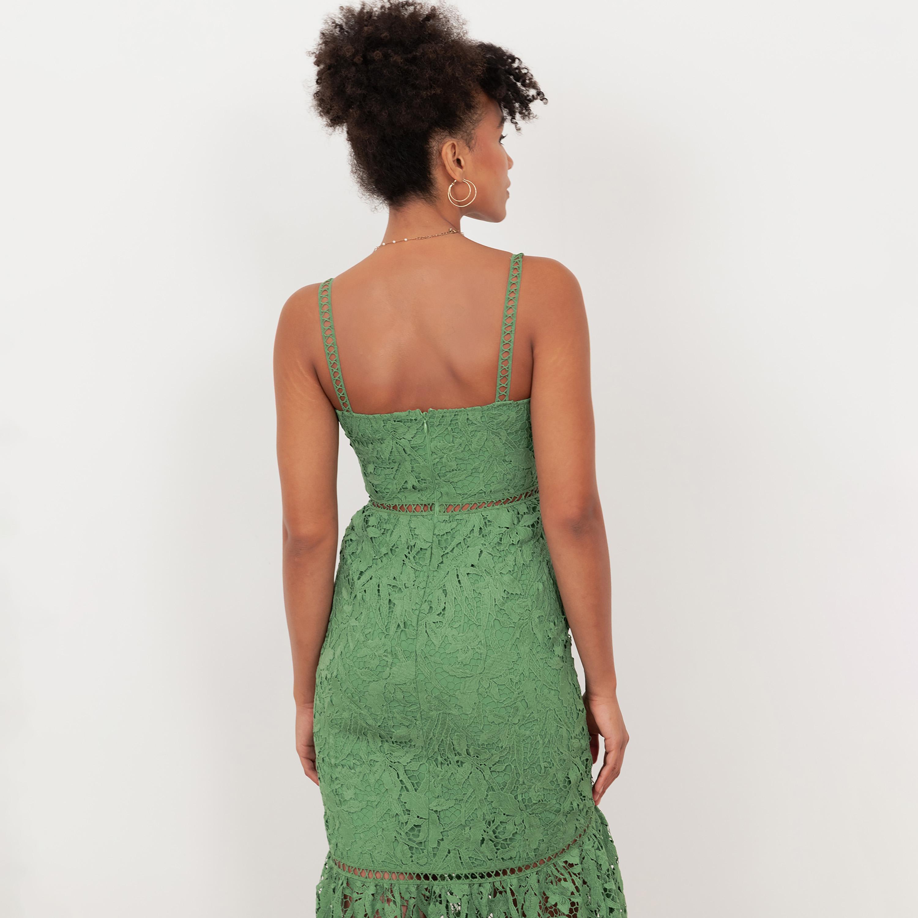 Maya Deluxe Green All-Over Lace Shoulder Straps Trumpet Women's Midi Dress-women-clothing-dresses-image-4