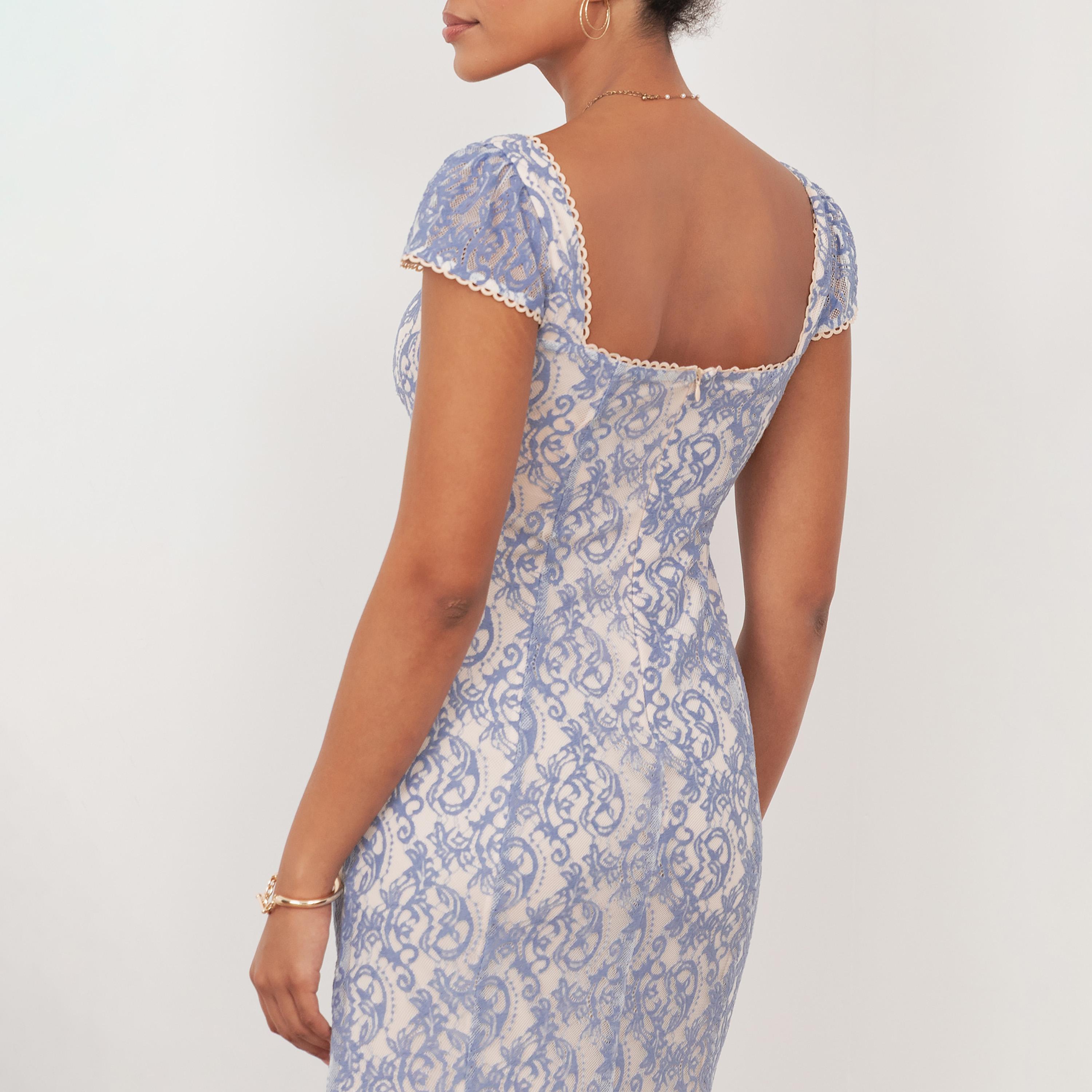 Maya Deluxe Light Blue All-Over Lace Sweetheart Neck Cap Sleeves Women's Midi Dress-women-clothing-dresses-image-5
