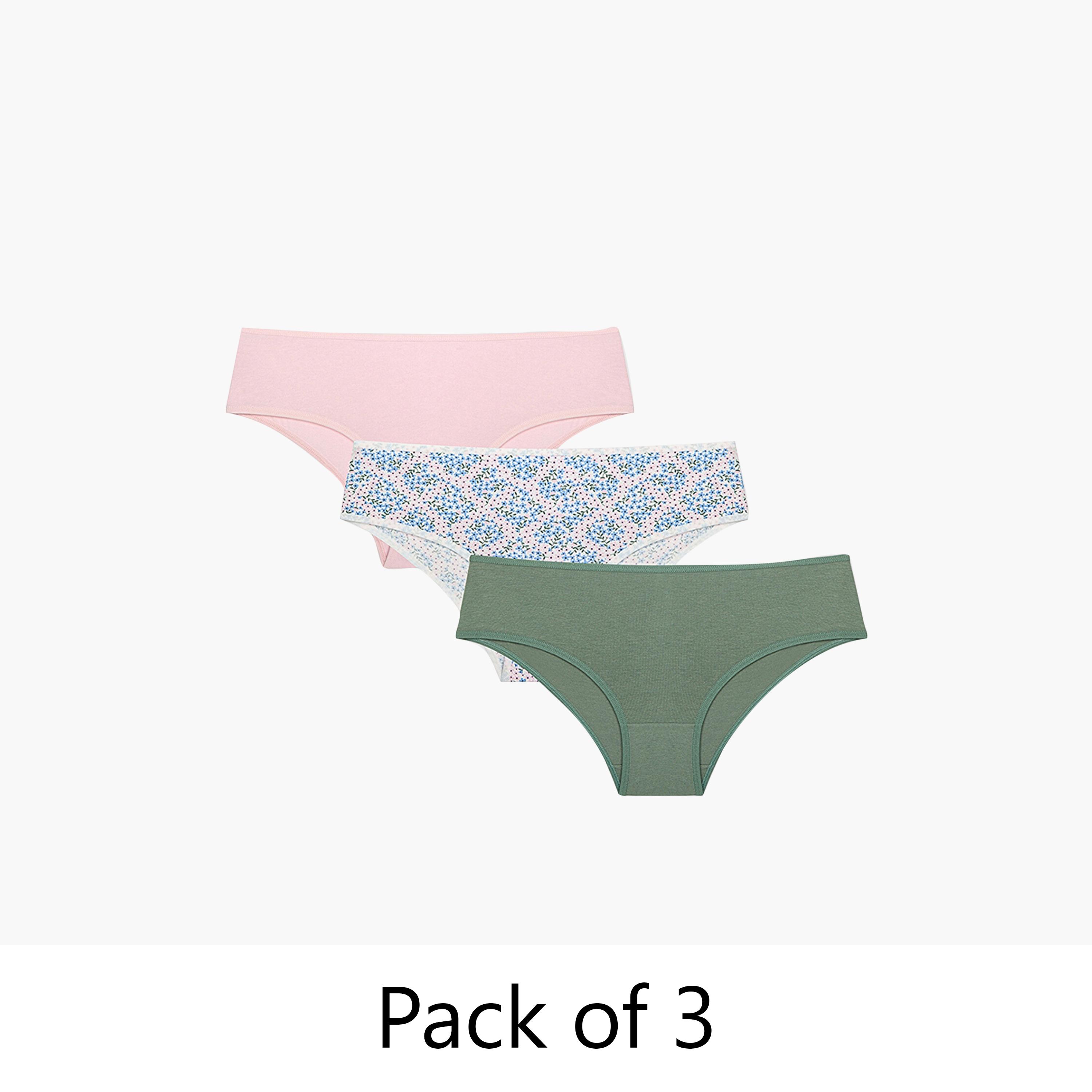 مجموعة من 3 قطع بيكيني نسائية متوسطة التغطية متعددة الألوان سويت بوكيه من بينتي-women-clothing-lingerie-panties-image-1