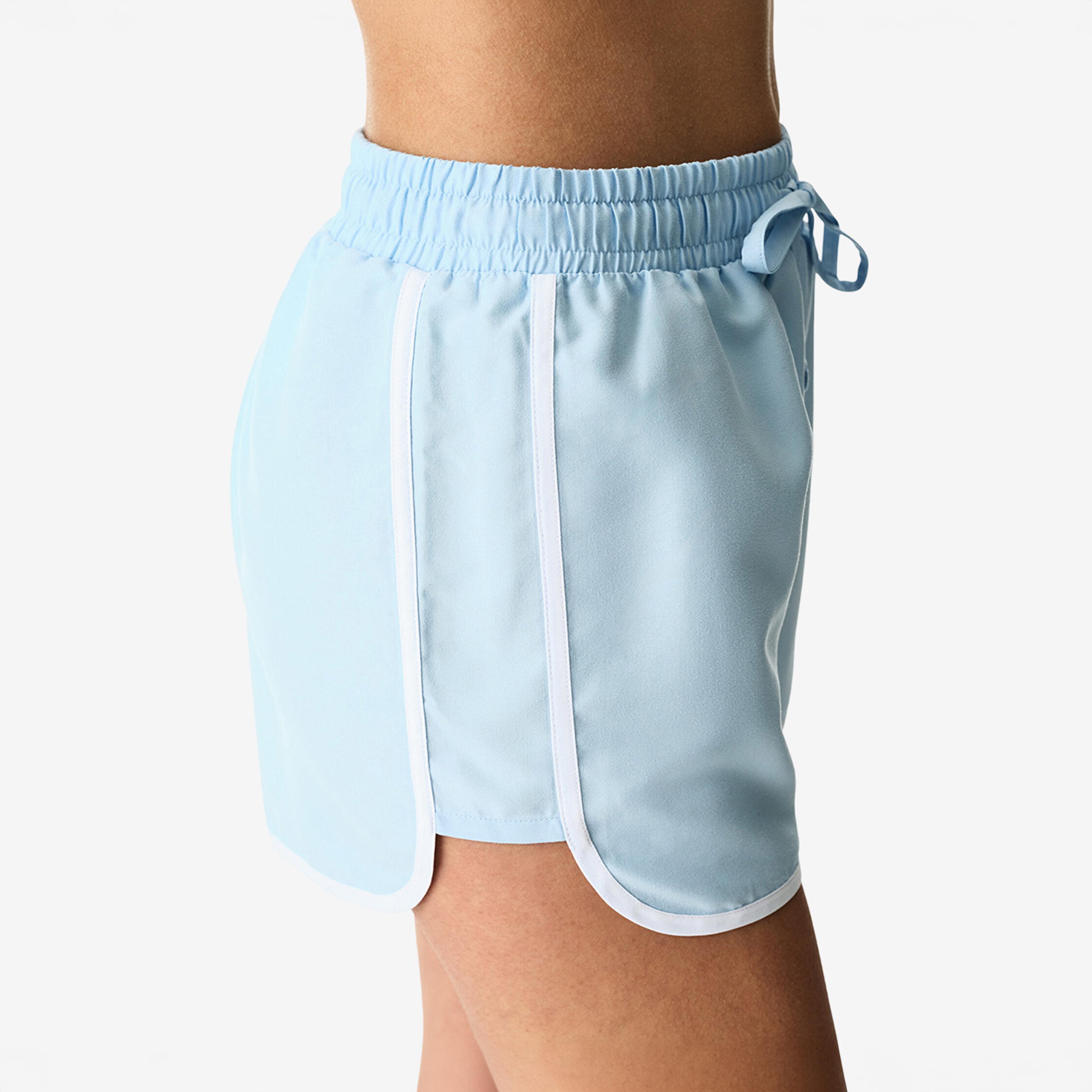 Penti Blue Plain High-Rise Drawstring Waist Women's Beach Shorts-women-clothing-swimandbeach-beachwear-image-2