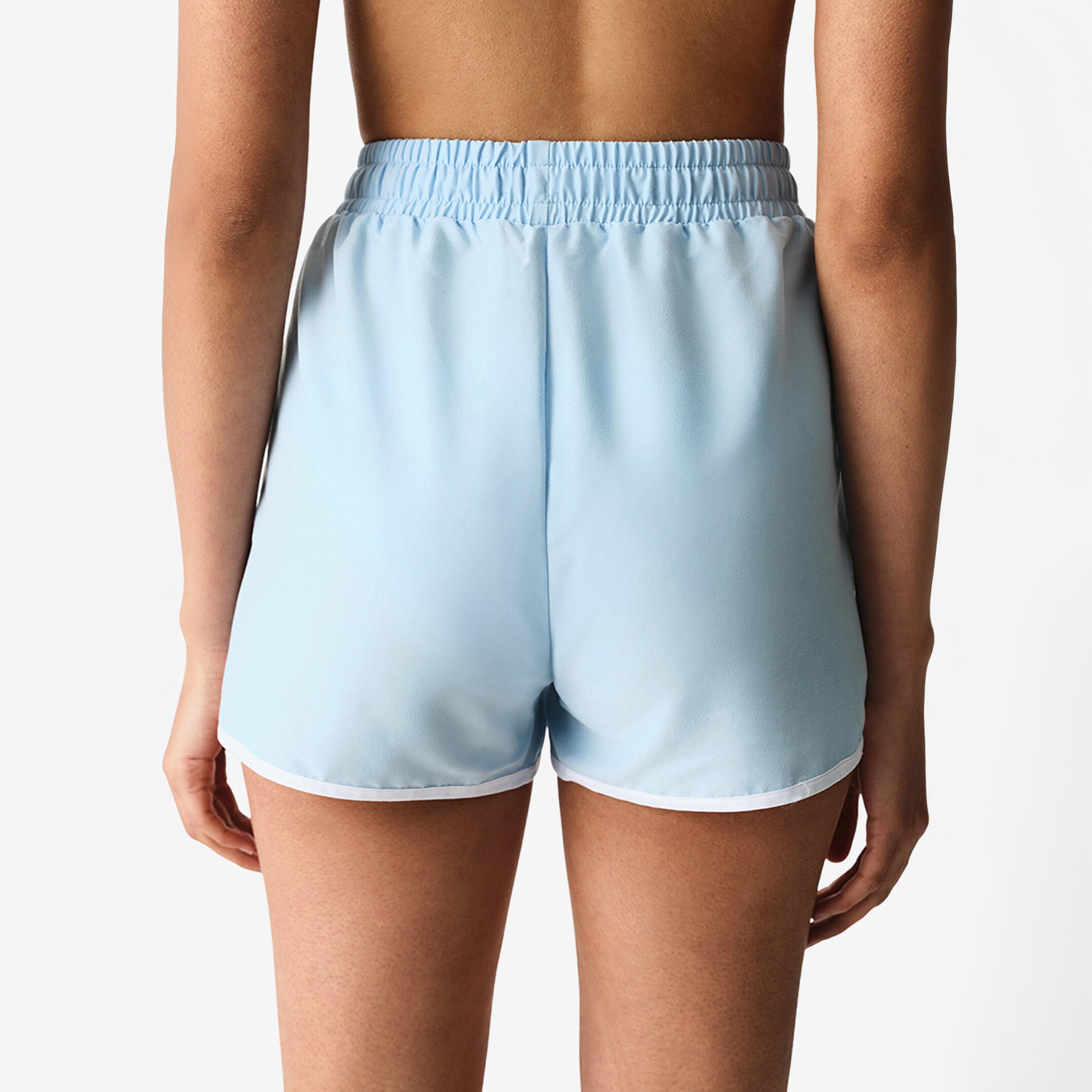 Penti Blue Plain High-Rise Drawstring Waist Women's Beach Shorts-women-clothing-swimandbeach-beachwear-image-3