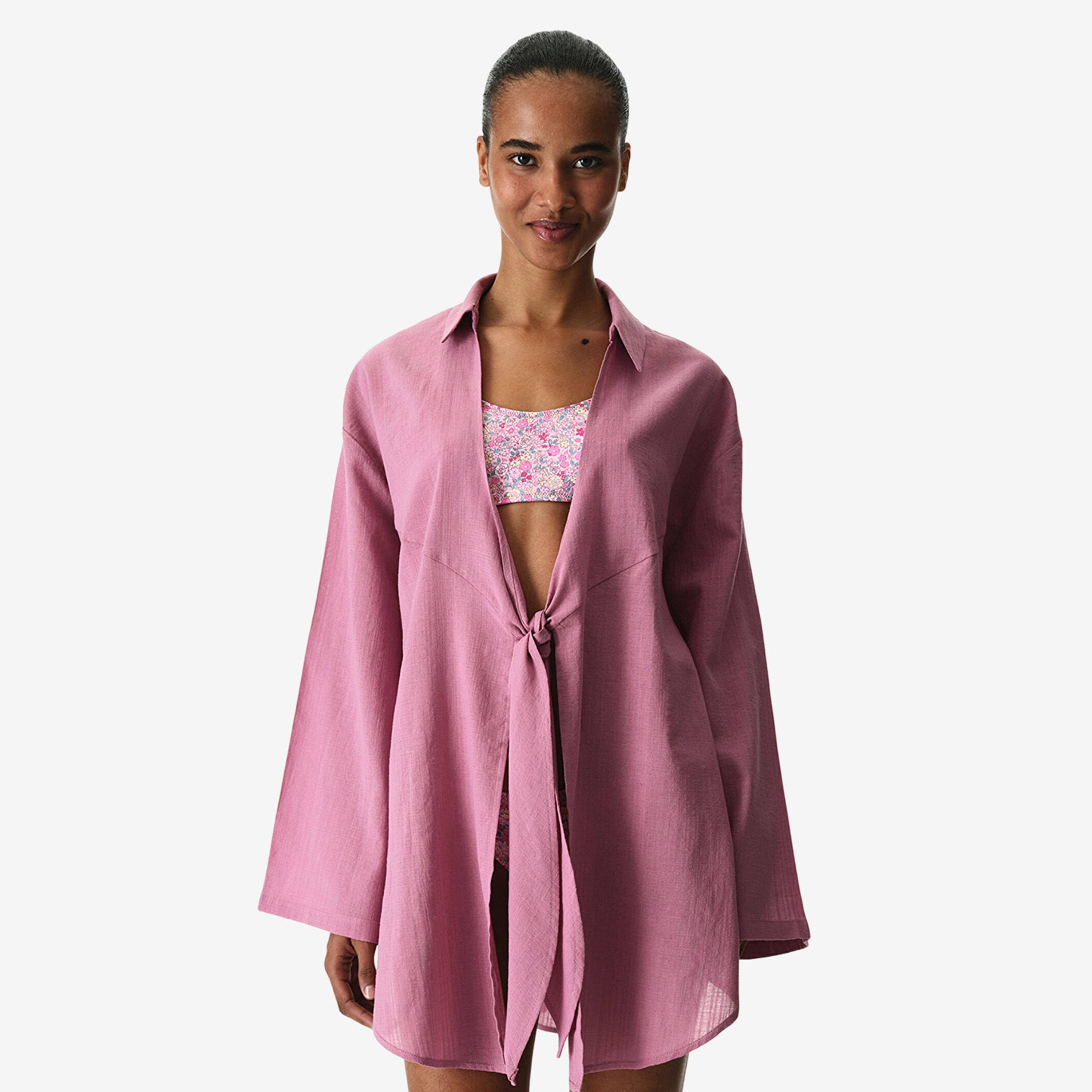 Penti Rose Pink Plain Collared Women's Shirt-women-clothing-swimandbeach-beachwear-image-1