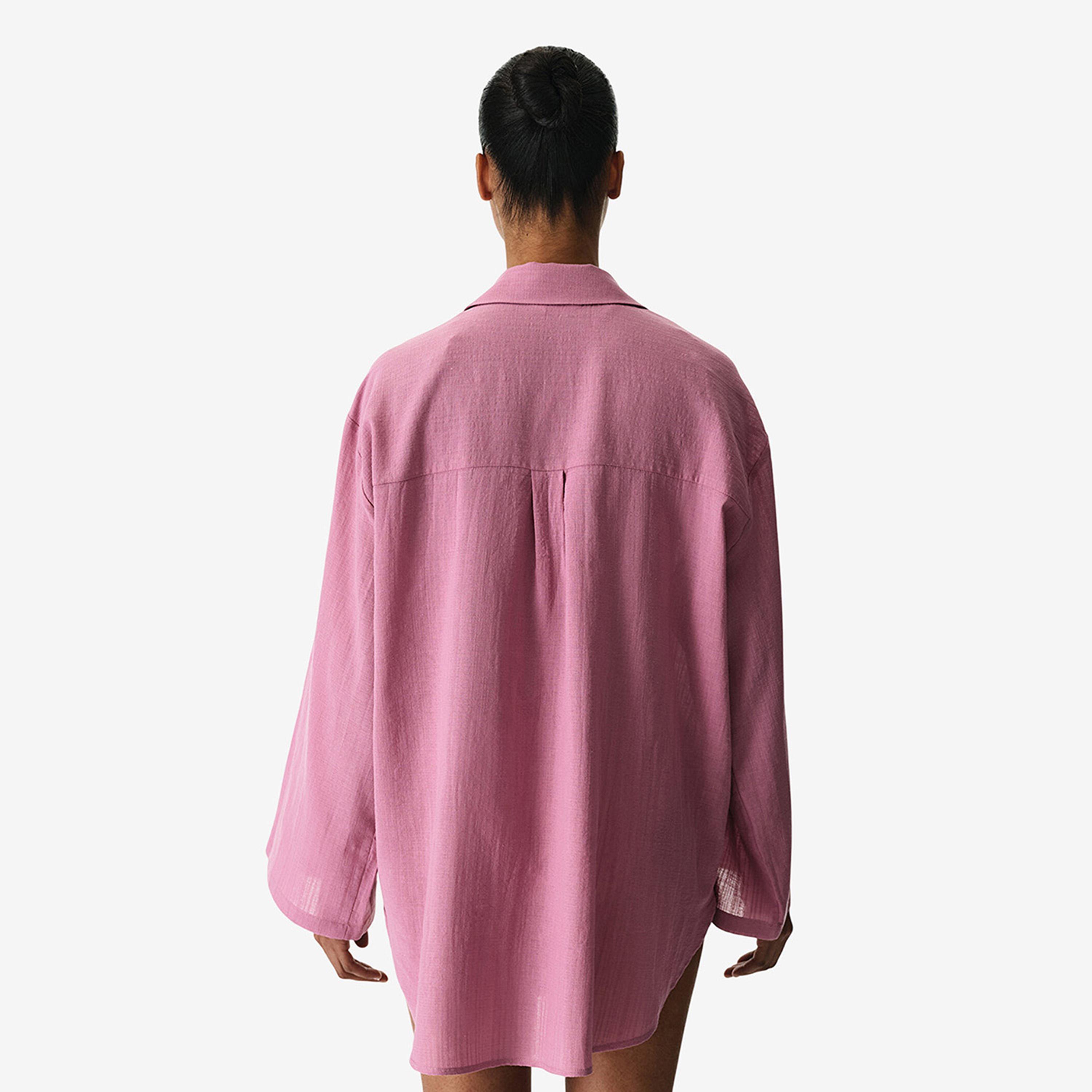 Penti Rose Pink Plain Collared Women's Shirt-women-clothing-swimandbeach-beachwear-image-2