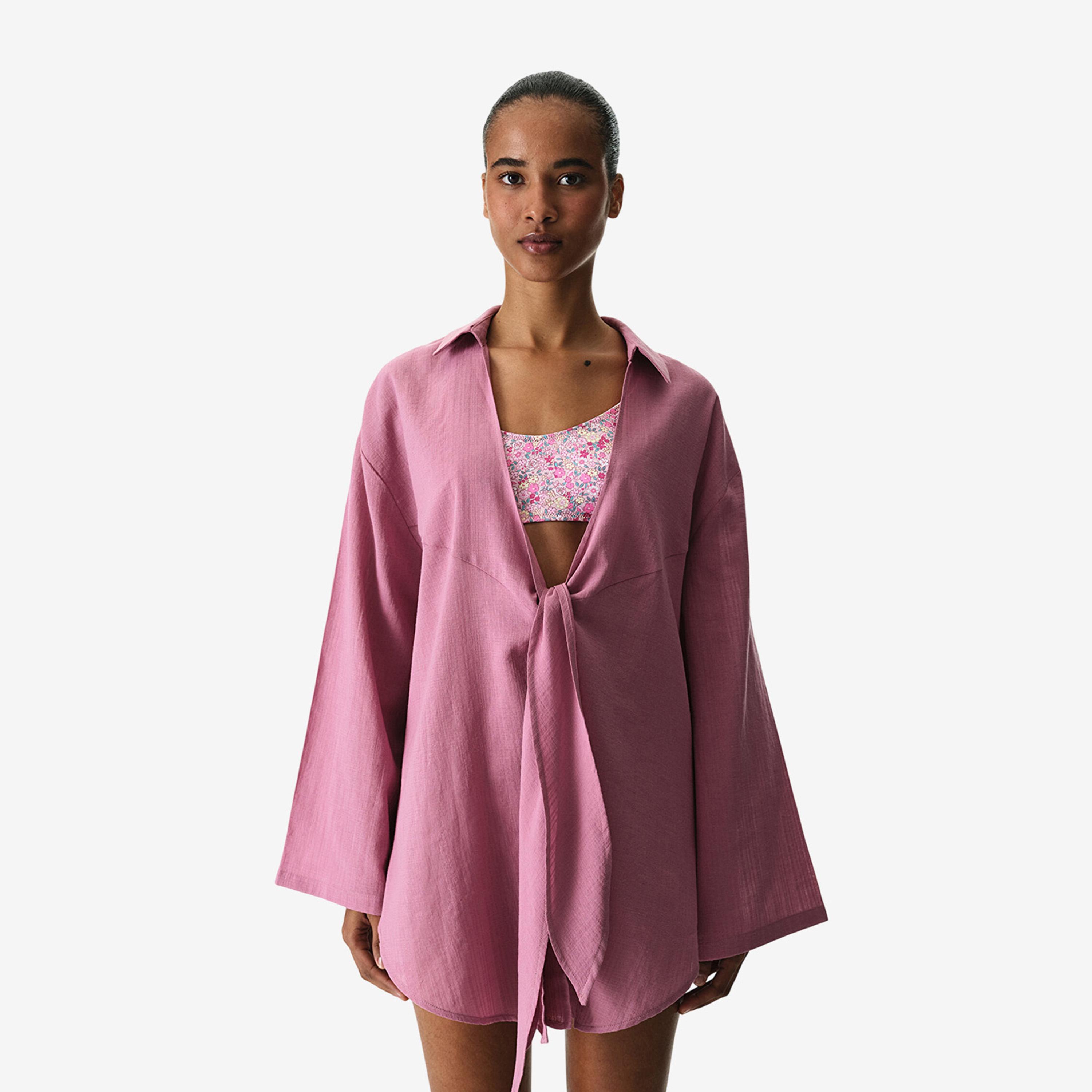 Penti Rose Pink Plain Collared Women's Shirt-women-clothing-swimandbeach-beachwear-image-3