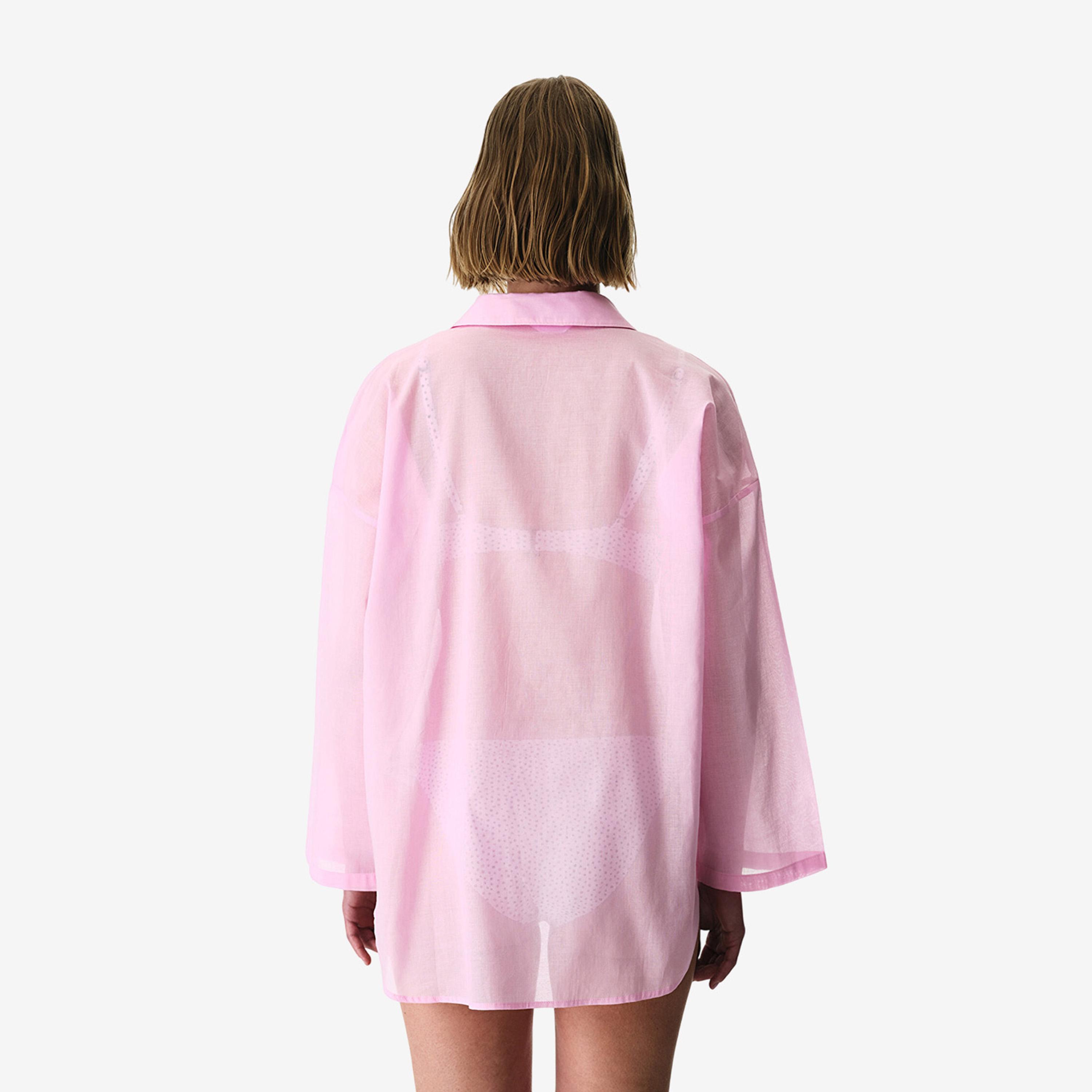 Penti Pink Plain Collared Women's Shirt-women-clothing-swimandbeach-beachwear-image-2