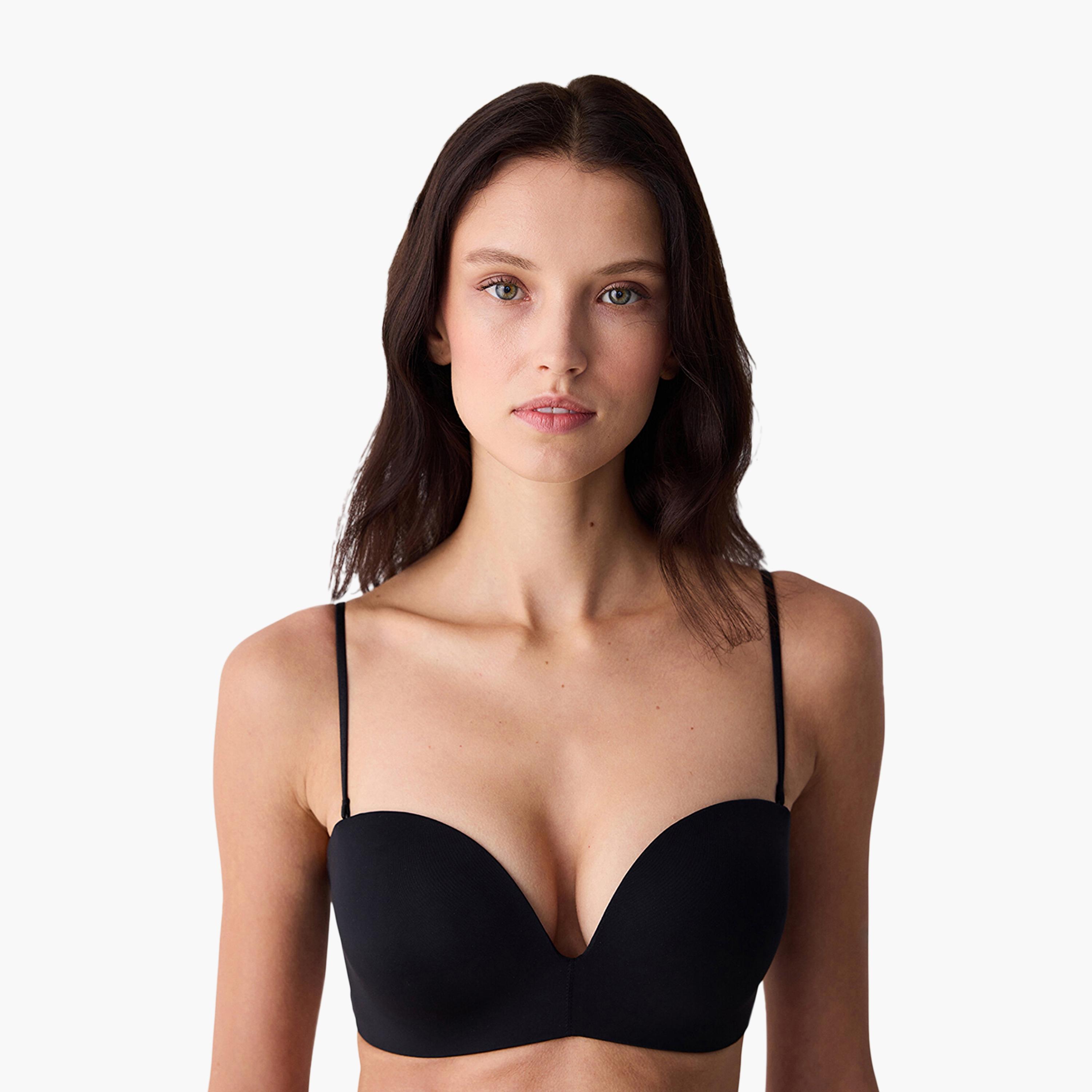 Penti Deep Decolette Black Non-Wired Medium Support Padded Women's Push-Up Bra-women-clothing-lingerie-bras-image-2