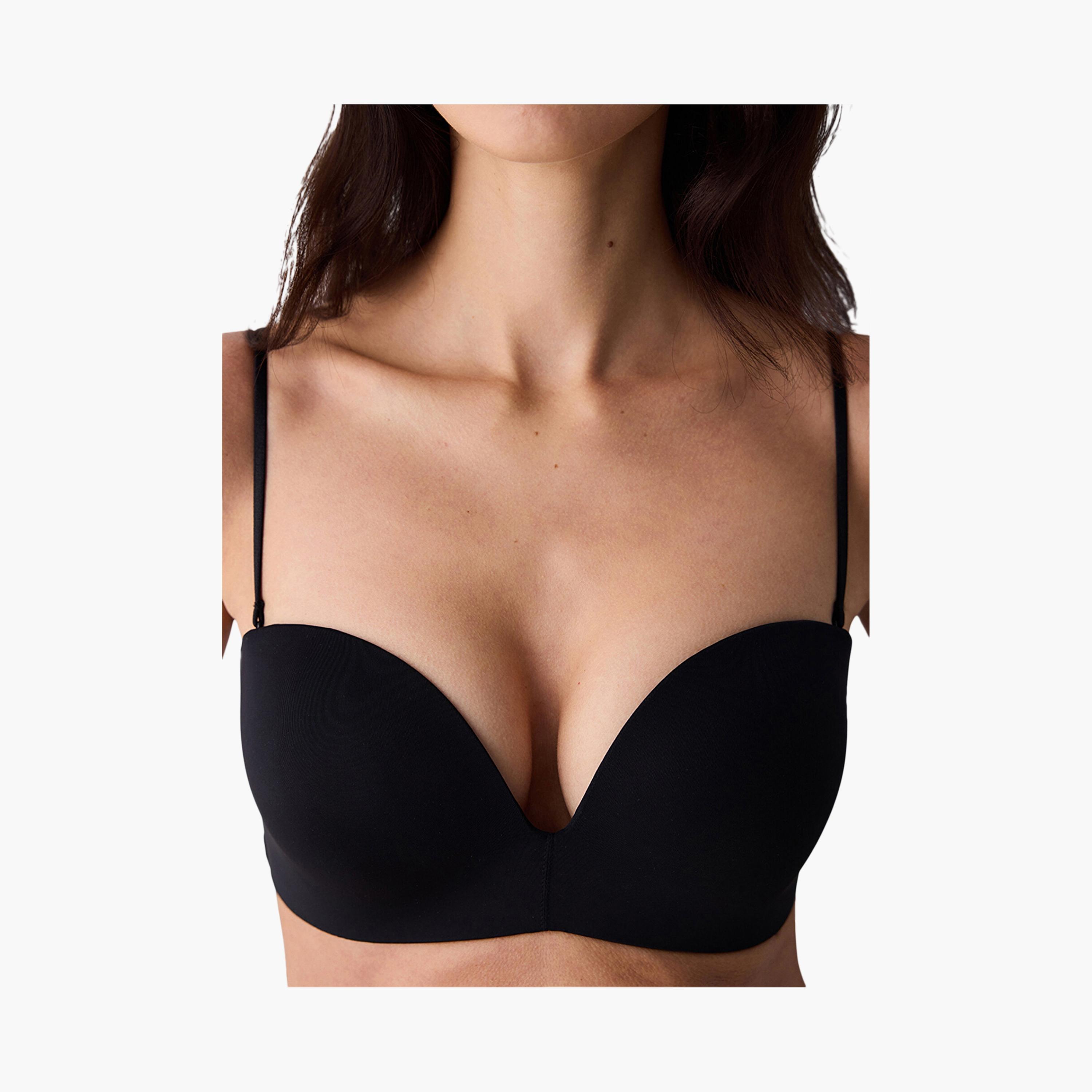 Penti Deep Decolette Black Non-Wired Medium Support Padded Women's Push-Up Bra-women-clothing-lingerie-bras-image-3