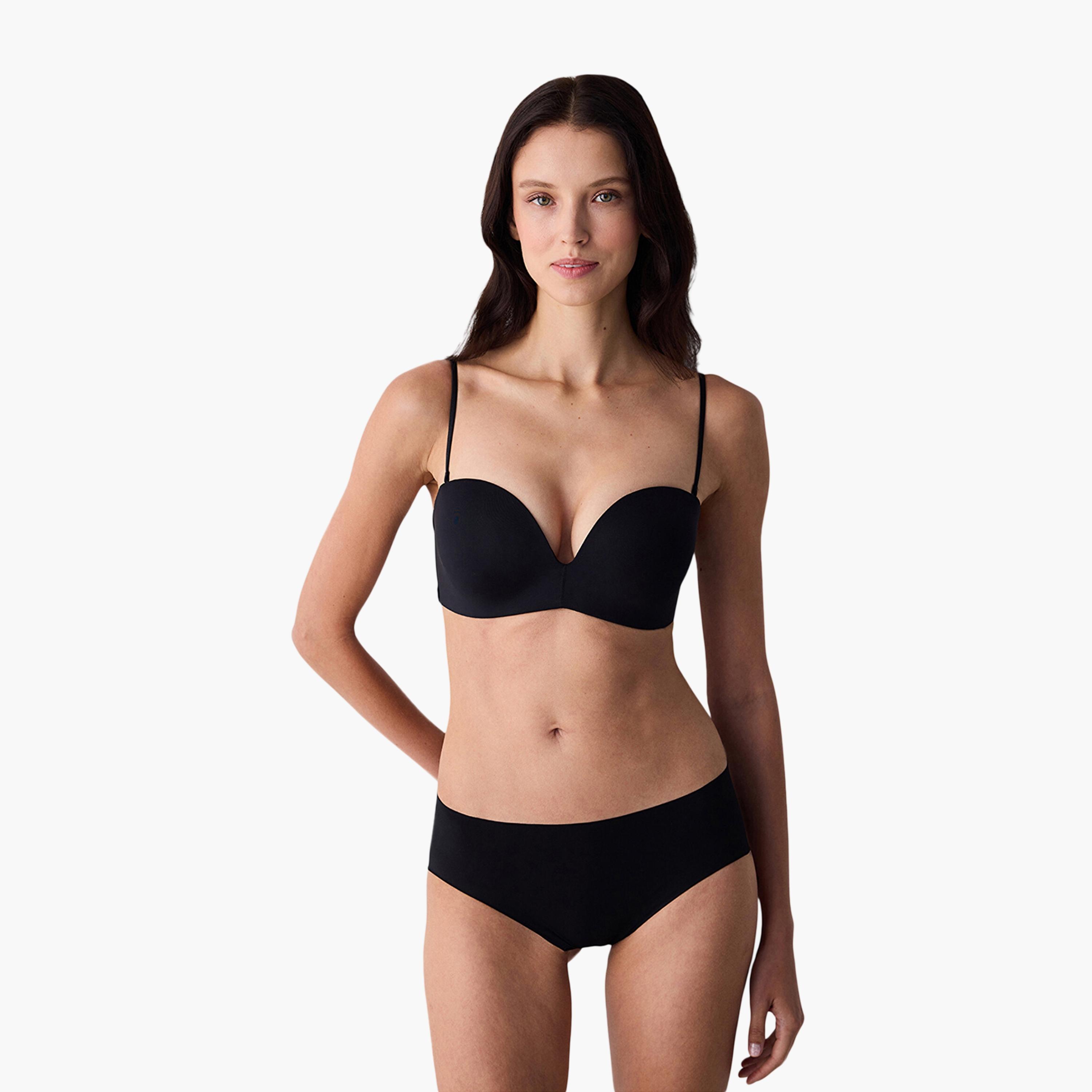 Penti Deep Decolette Black Non-Wired Medium Support Padded Women's Push-Up Bra-women-clothing-lingerie-bras-image-4