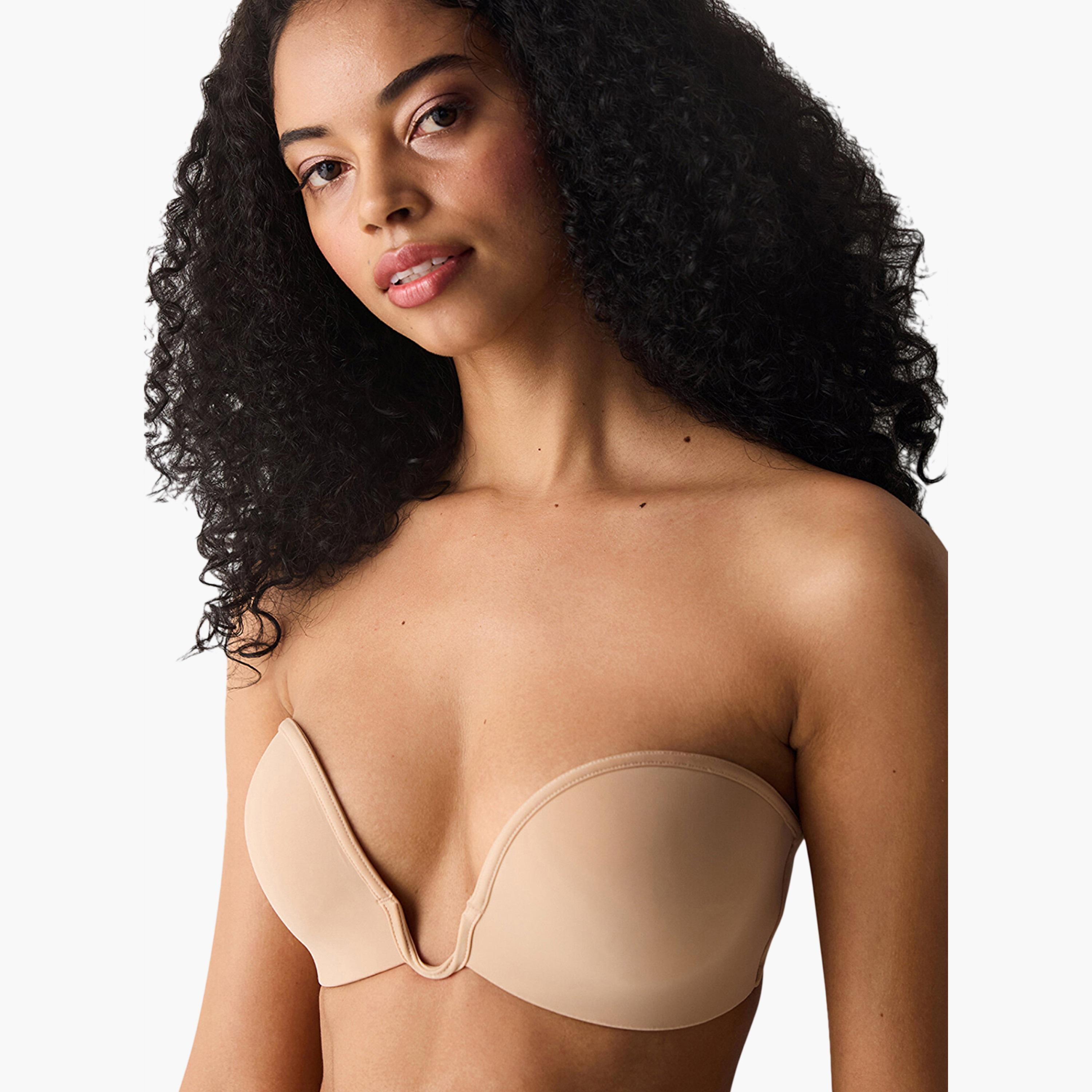 Penti Deep Decolette Beige Non-Wired Medium Support Padded Women's Strapless Bra-women-clothing-lingerie-bras-image-2
