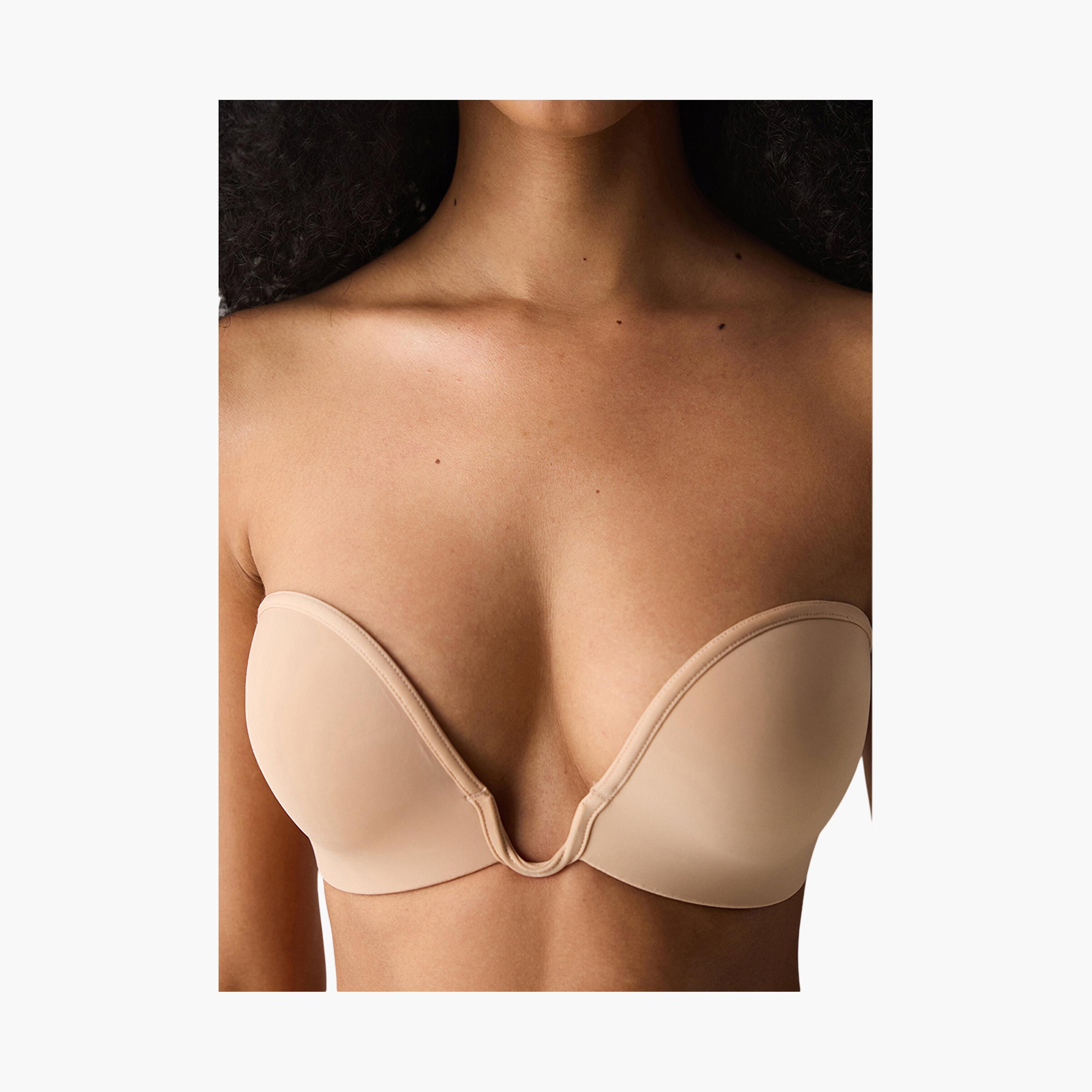 Penti Deep Decolette Beige Non-Wired Medium Support Padded Women's Strapless Bra-women-clothing-lingerie-bras-image-5