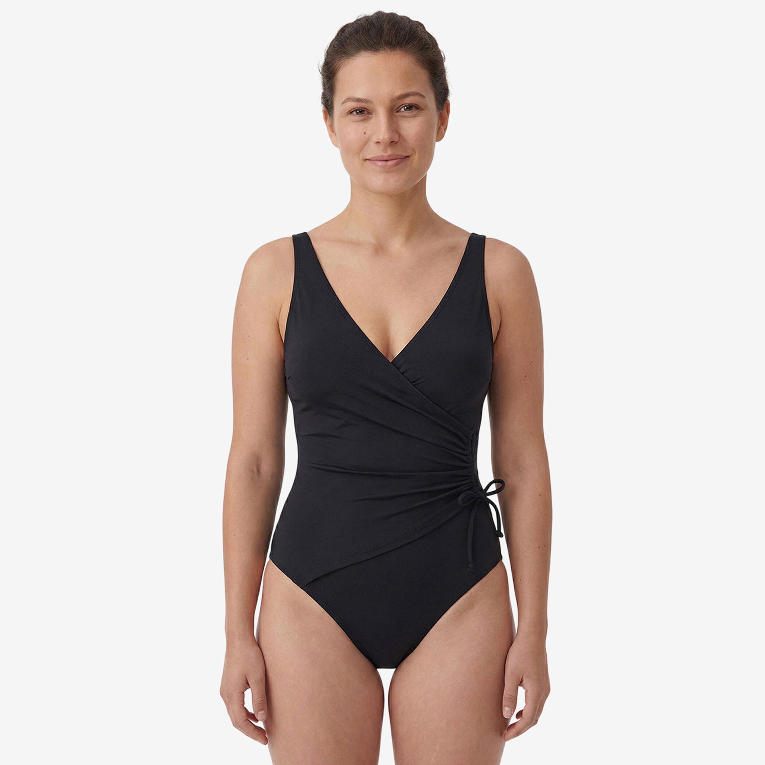 Penti Black Plain Surplice Neck Women's Swimsuit-sports-gear-swimming-women-image-1