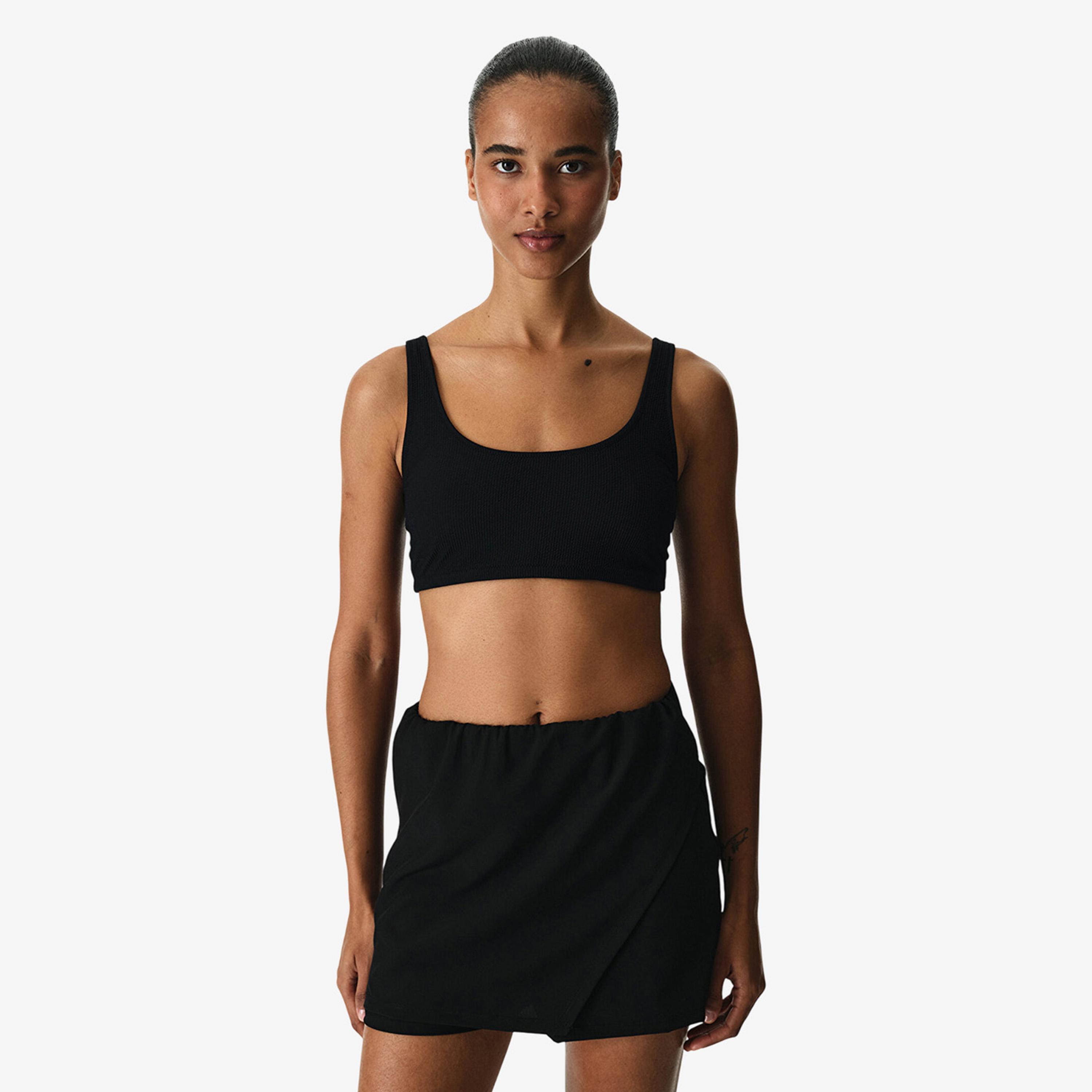 شورت بحر حريمي سادة بخصر مرتفع مطاطي باللون الأسود من بينتي-women-clothing-swimandbeach-beachwear-image-2