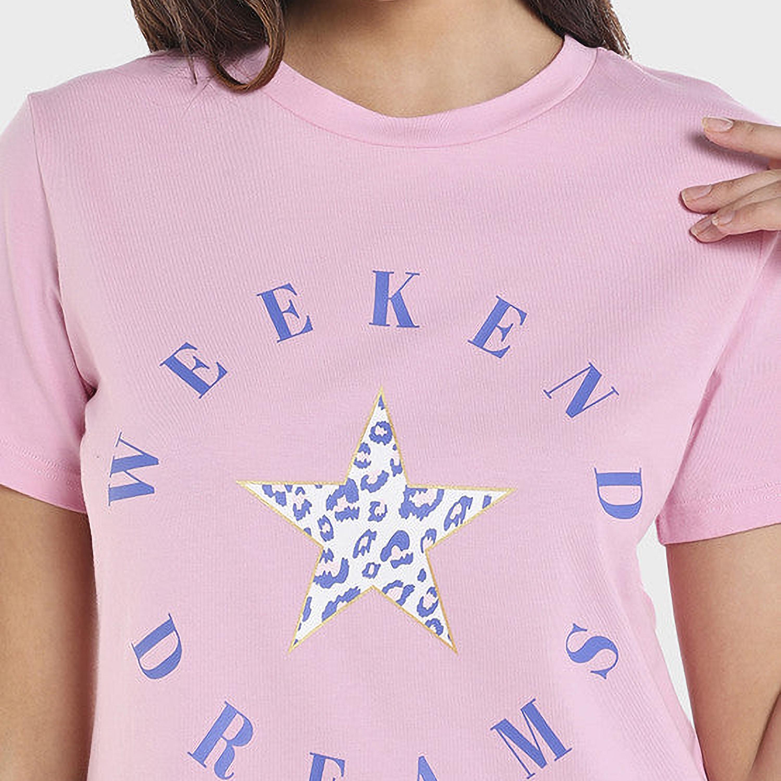Isla & Evie Printed Crew Neck Short Sleeves Women's T-Shirt Dress-women-clothing-nightwear-nighties-image-2