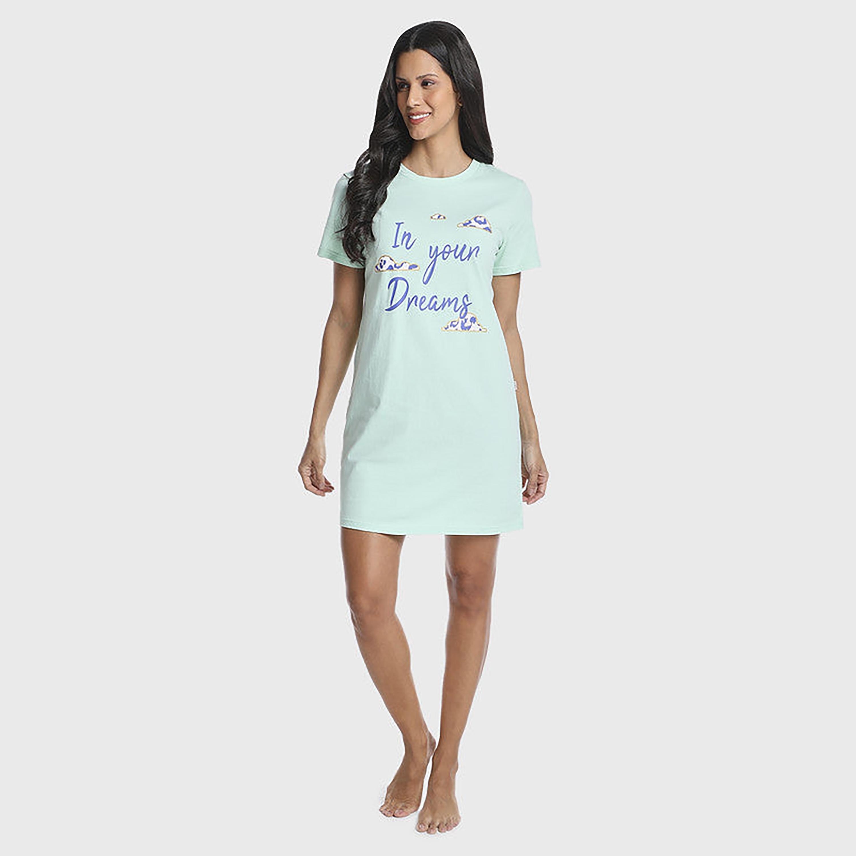 Isla & Evie Printed Crew Neck Short Sleeves Women's T-Shirt Dress-women-clothing-nightwear-nighties-image-2