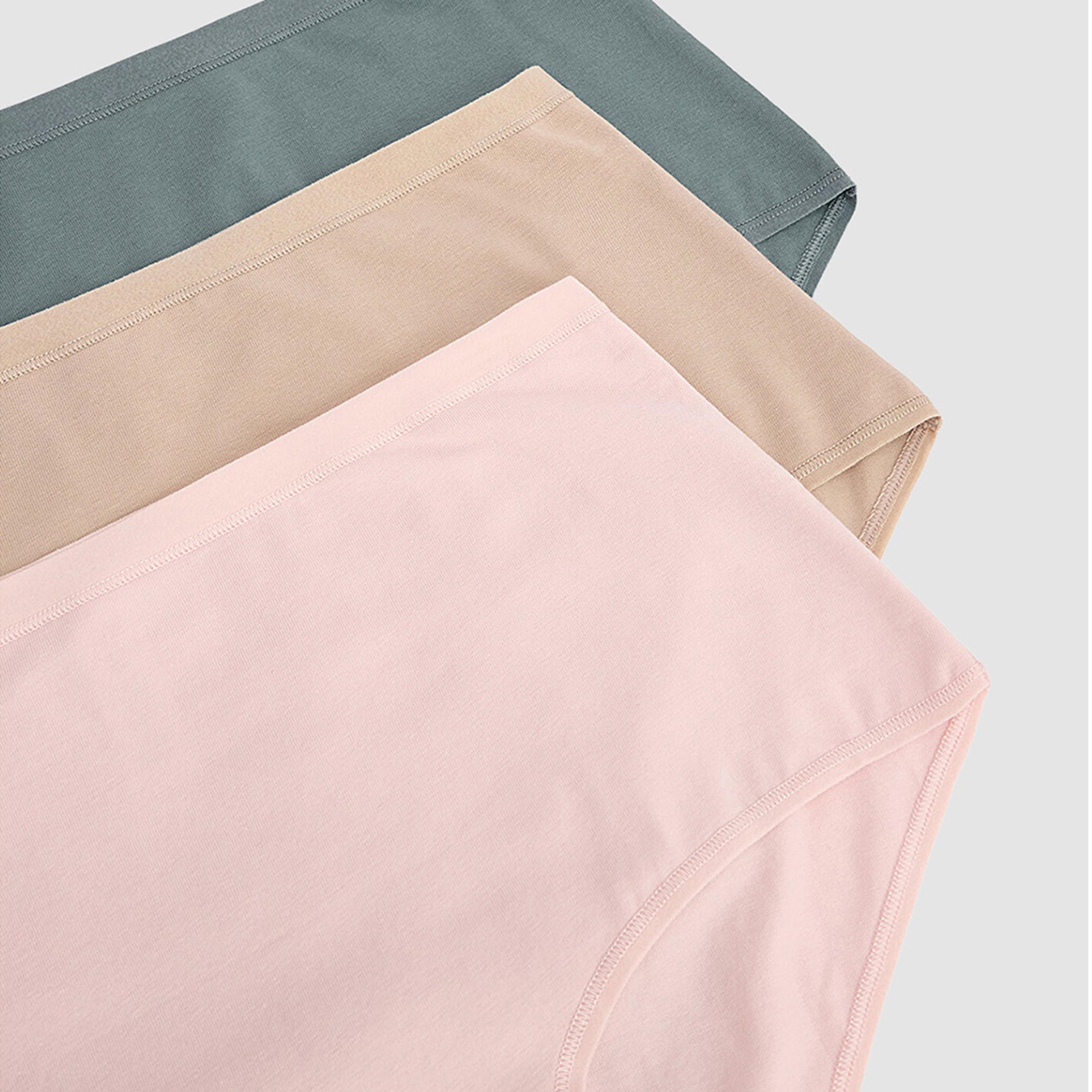 طقم من 3 قطع سروال داخلي نسائي قطني متعدد الألوان سادة بتغطية متوسطة "بريف" من بنتي-women-clothing-lingerie-panties-image-6