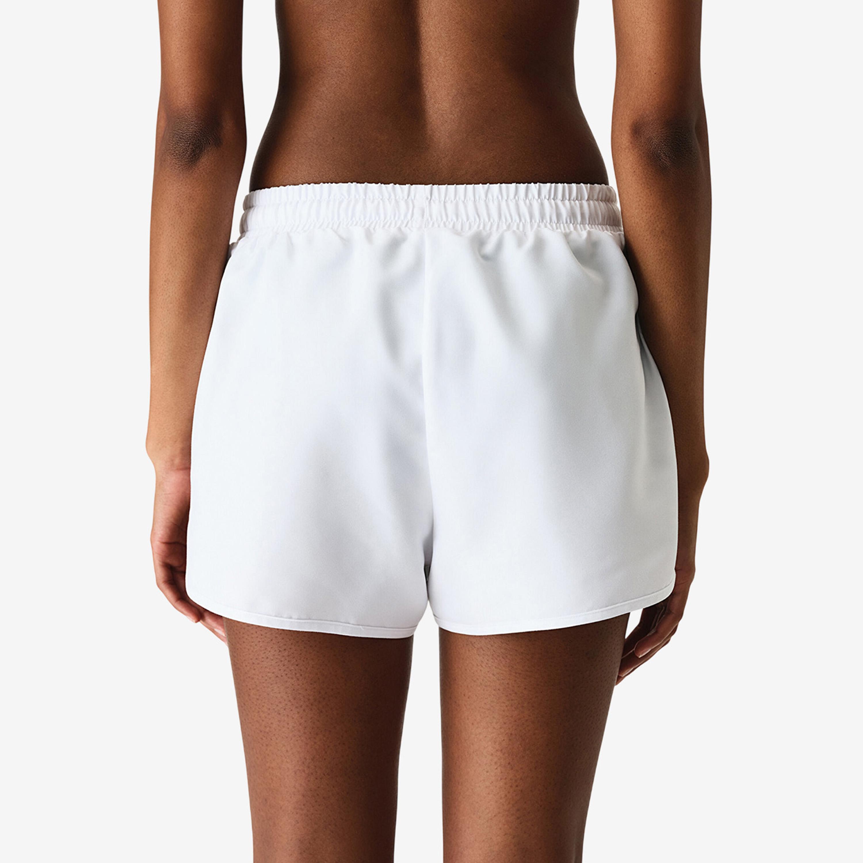 Penti White Plain Mid-Rise Drawstring Waist Women's Beach Shorts-women-clothing-swimandbeach-beachwear-image-3