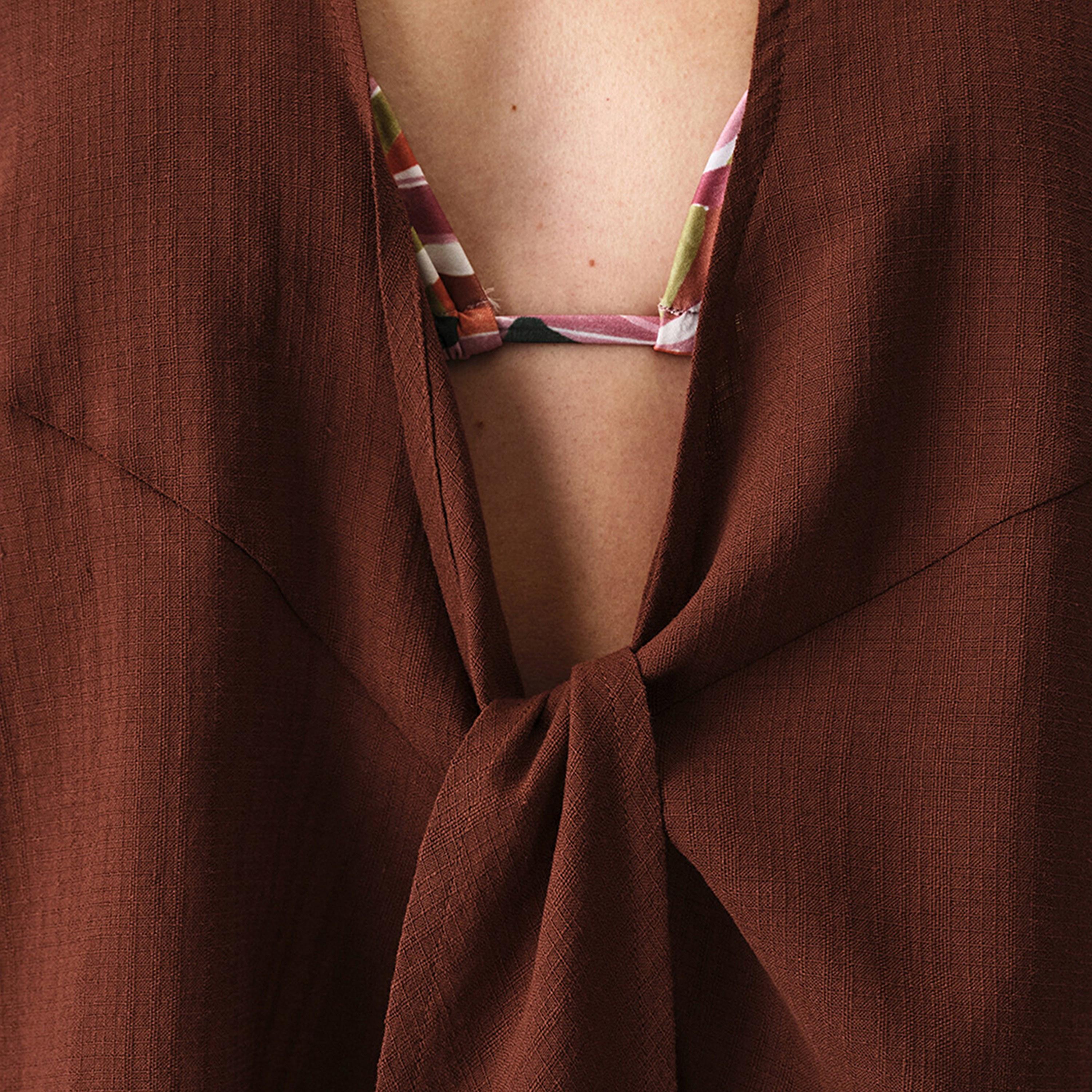 Penti Brown Plain Collared Women's Shirt-women-clothing-swimandbeach-beachwear-image-5