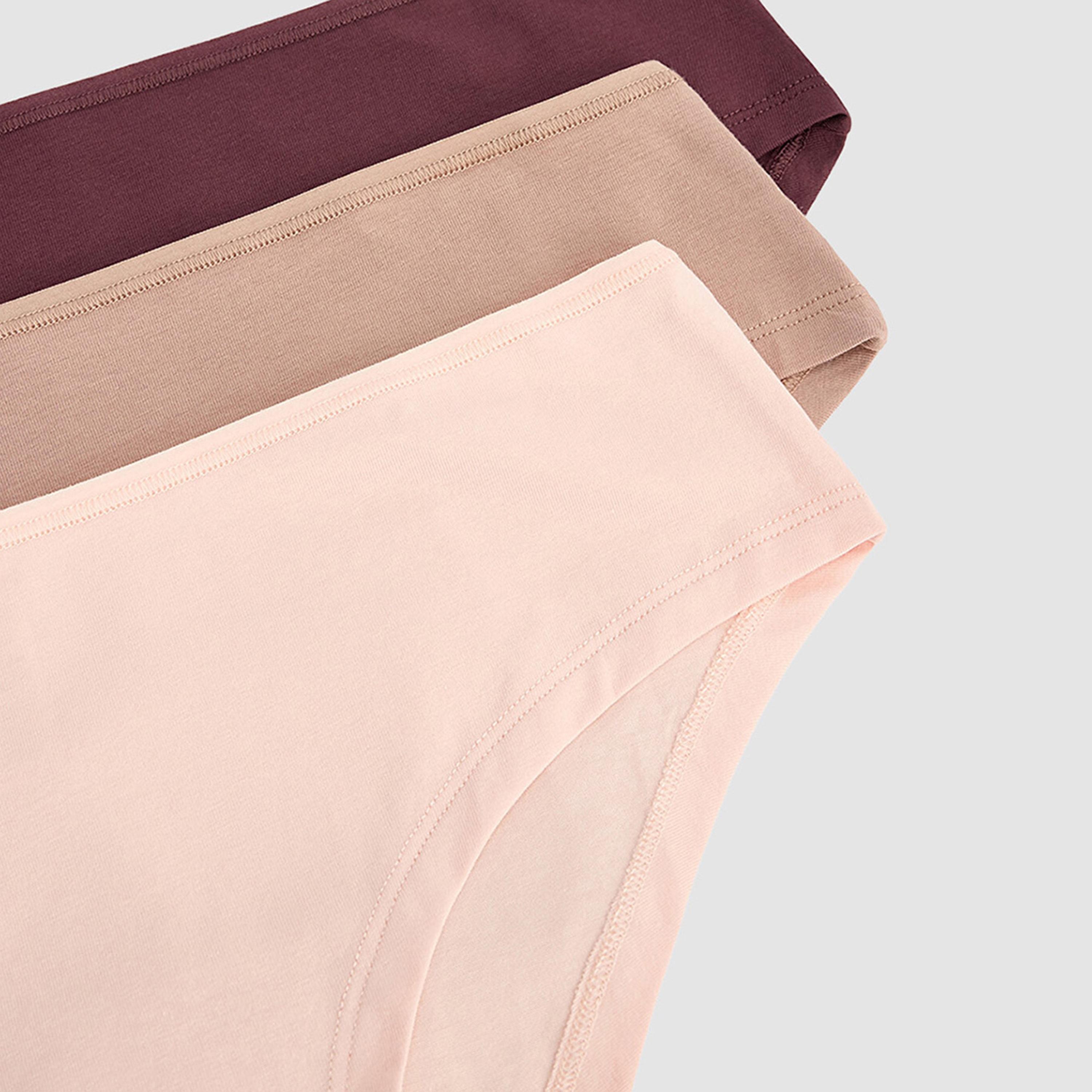طقم من 3 قطع سروال داخلي نسائي قطني متعدد الألوان سادة بتغطية متوسطة "هيبستر" من بنتي-women-clothing-lingerie-panties-image-5